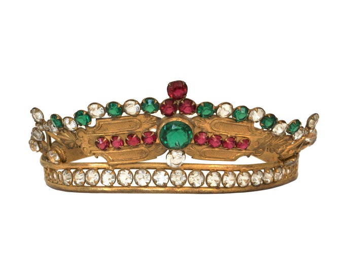 Antique French Jeweled Statue Crown, 19th Century Santos Tiara