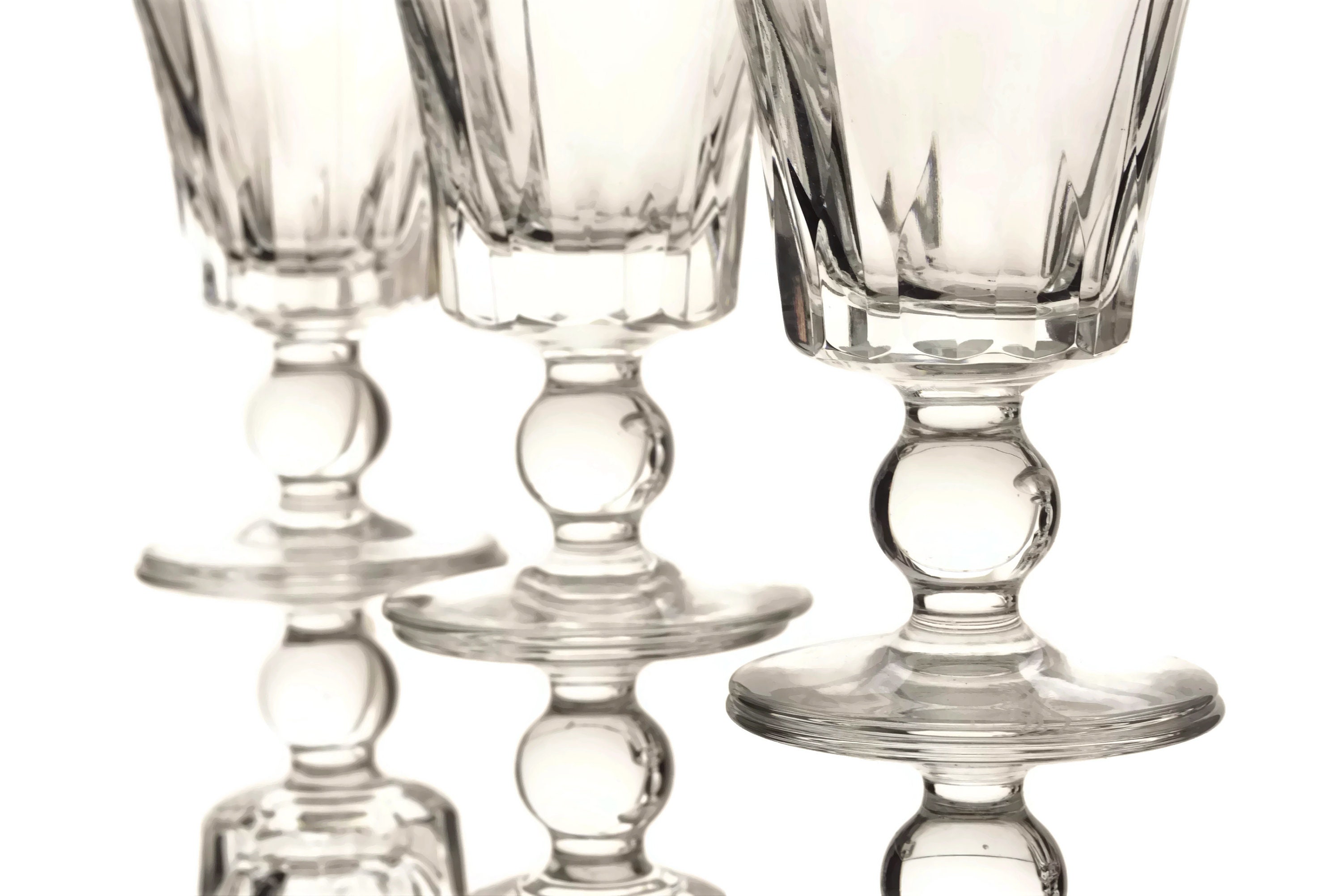 Sevres Crystal Wine Glasses, Set of 6 Vintage French Liqueur Stemware