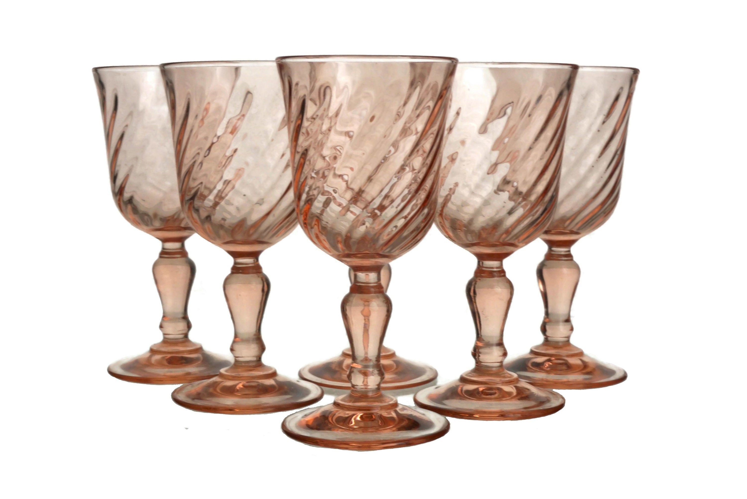 French Pink Sherry Glass Set of 6, Vintage Liqueur Glassware and Bar Gifts