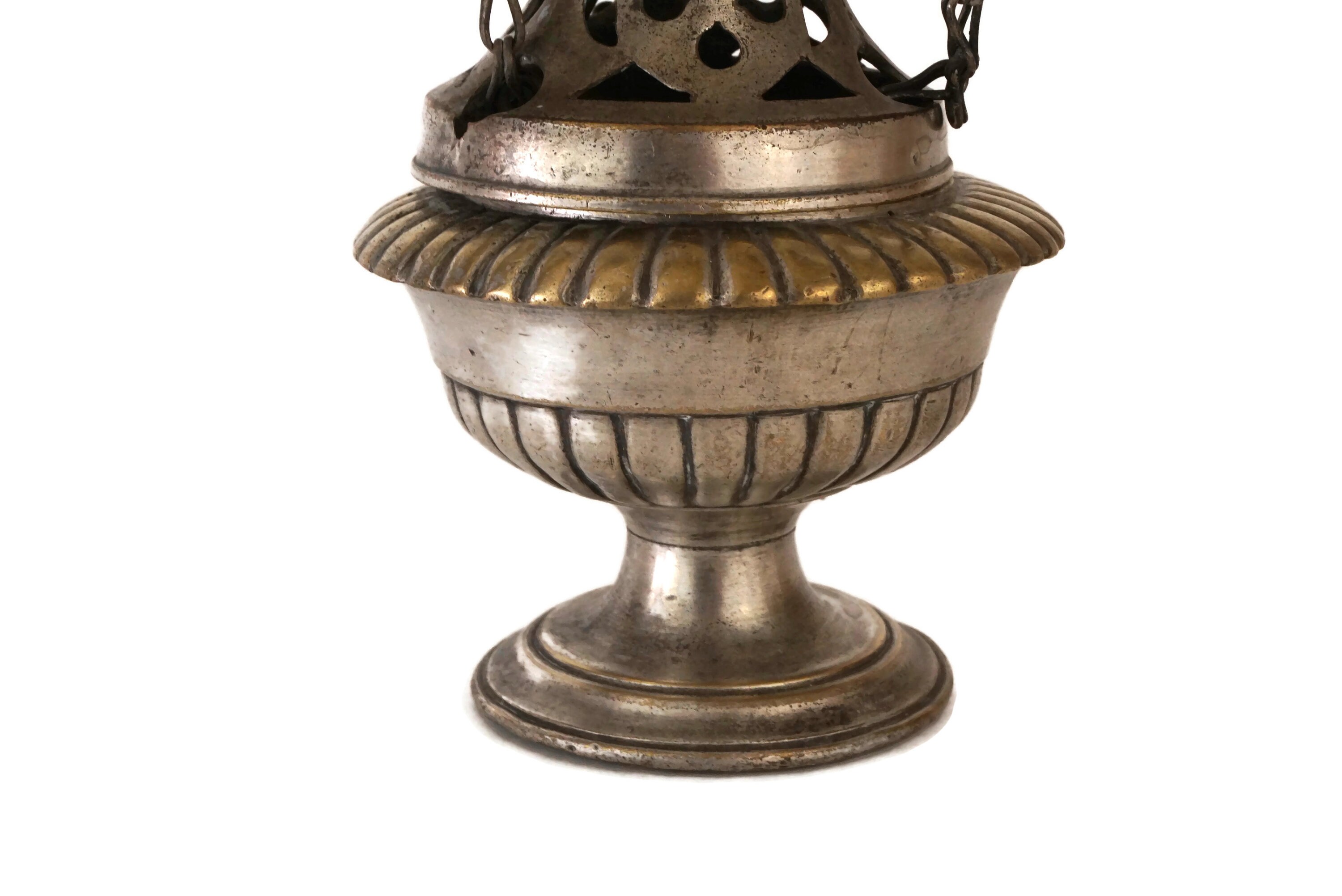 Antique French Church Incense Thurible, Catholic Mass Hanging Censer