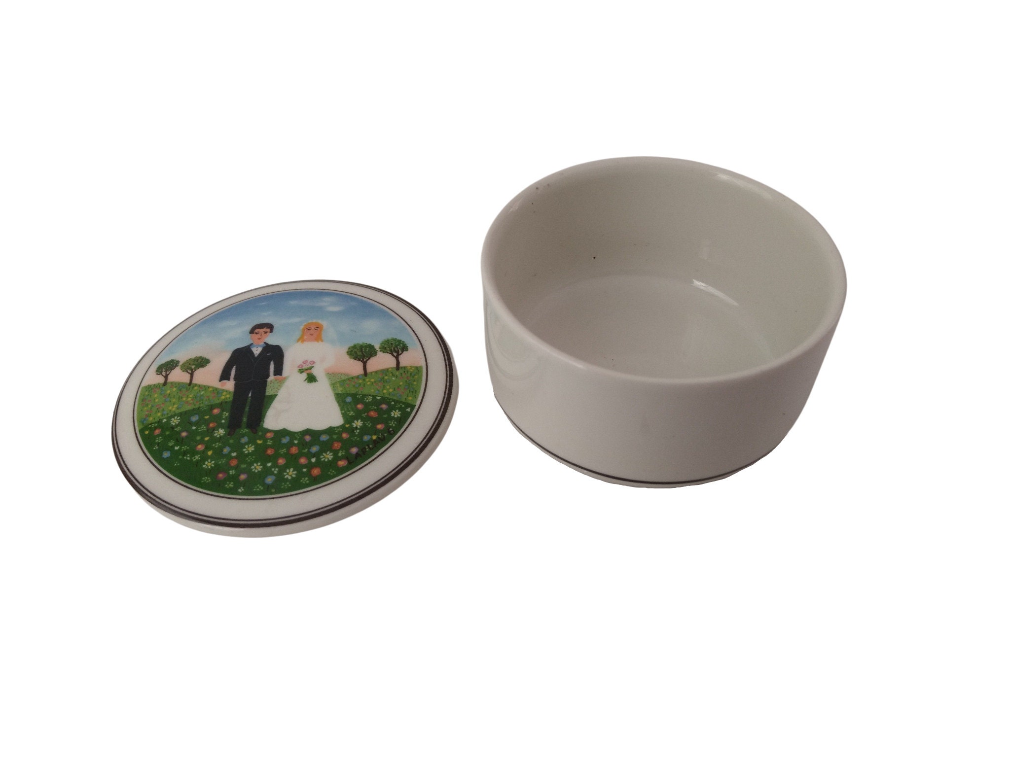 Villeroy and Boch Design Naif Jewelry Box, Bride and Groom Trinket Dish