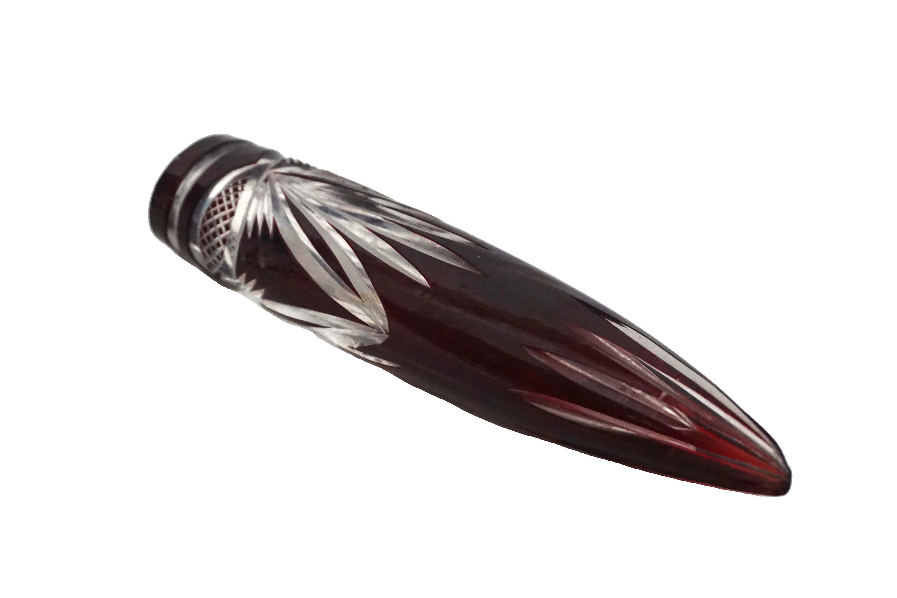 Antique Cut Glass Car Vase, Collectible French Automobile Bud and Stem