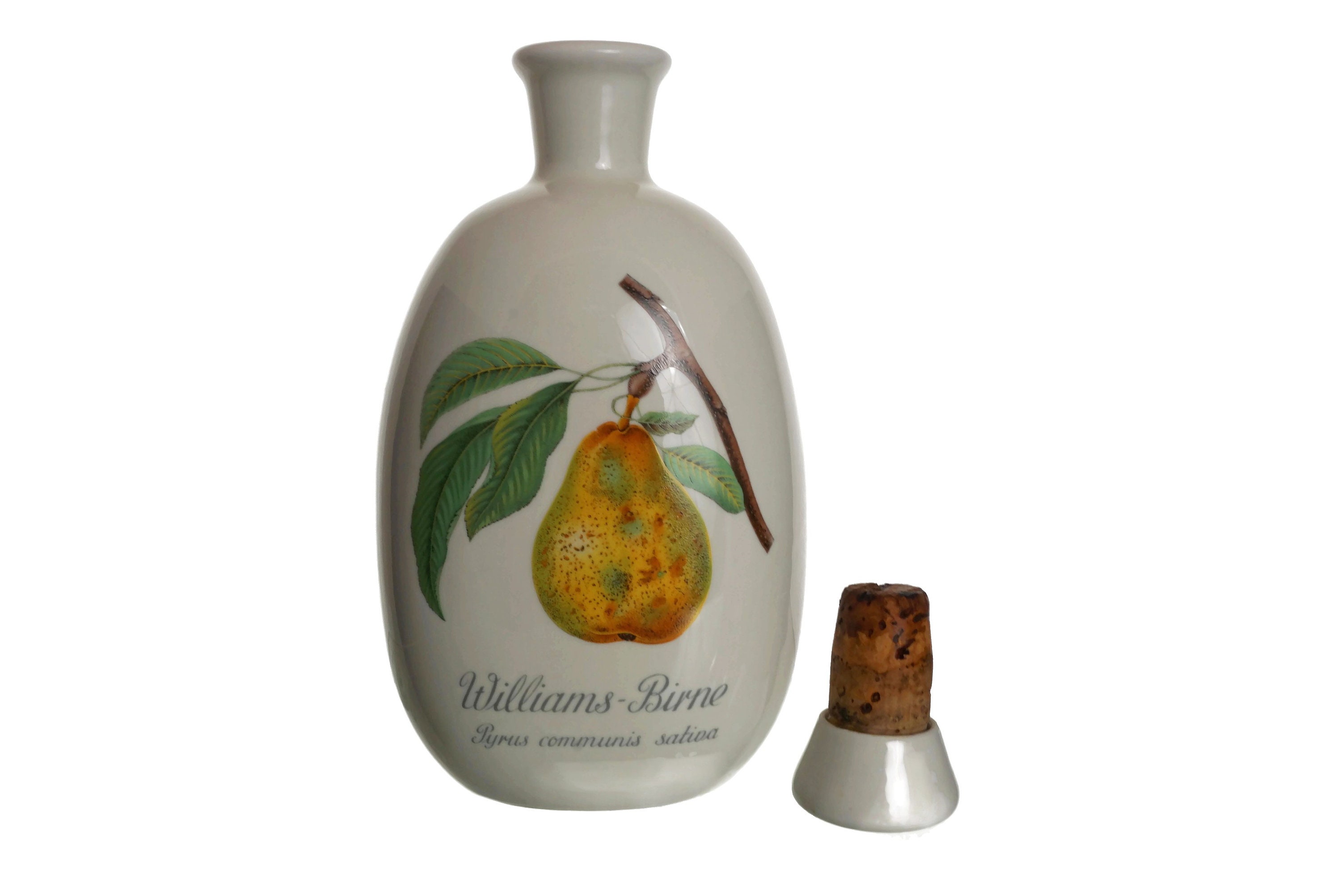 Pear Brandy Porcelain Decanter, Schladerer Williams Birne Ceramic