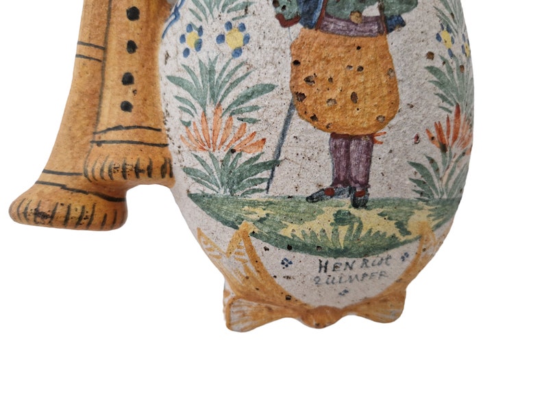 Quimper Pottery Wall Pocket Bagpipe Vase