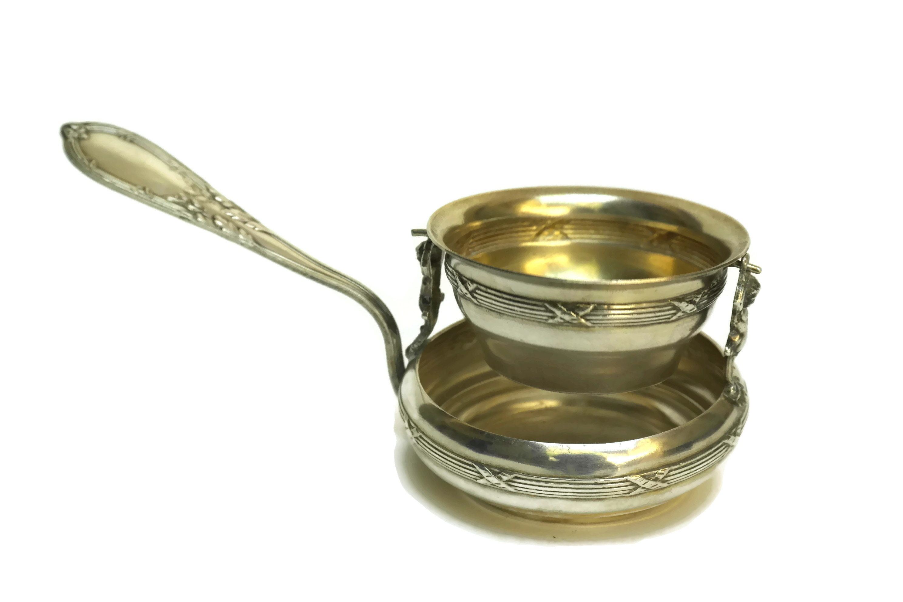 French Antique Silver Tea Strainer with Cherub Figurines. Tea Lover