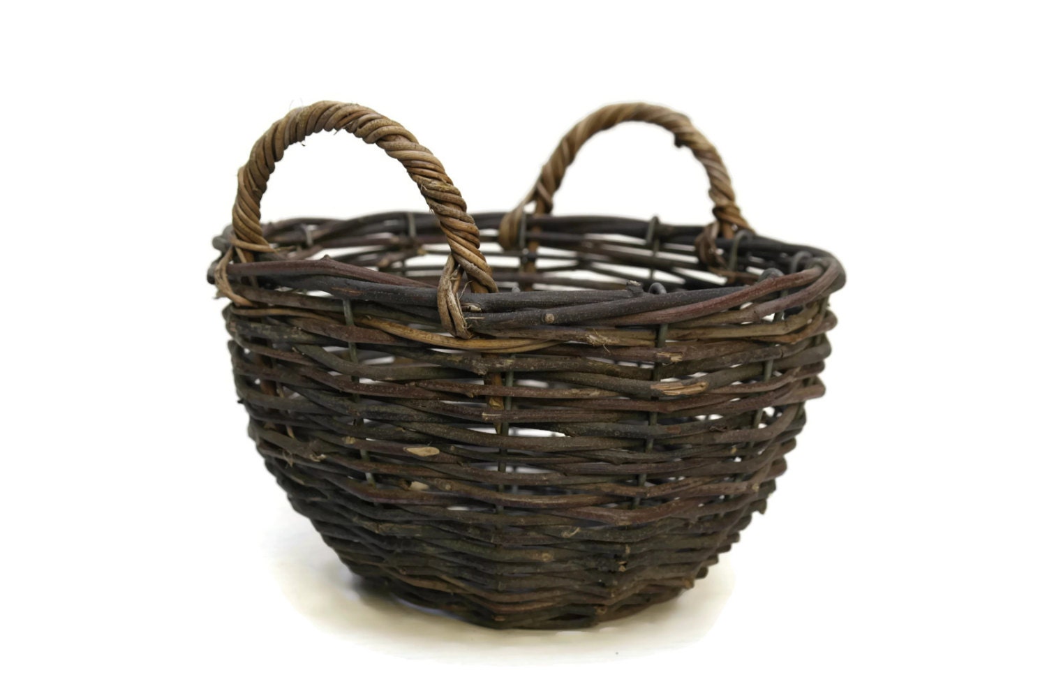 Vintage French Basket. Hand Made Basket. Rustic Basket. French