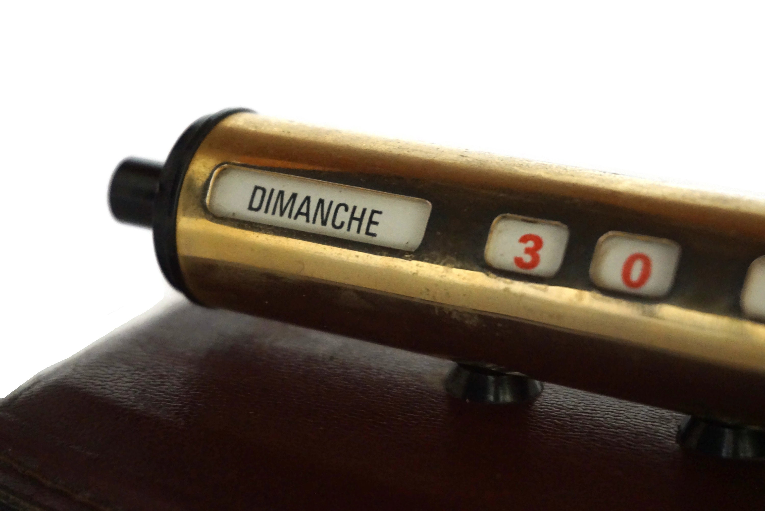 Art Deco Perpetual Desk Calendar with Leather Base, French Office Accessory and Decor