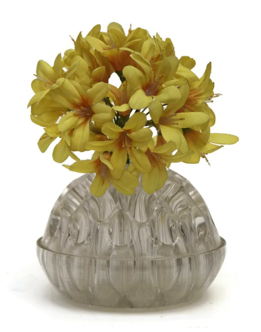 Glass Flower Frog. English Rose Bowl Glass Vase.