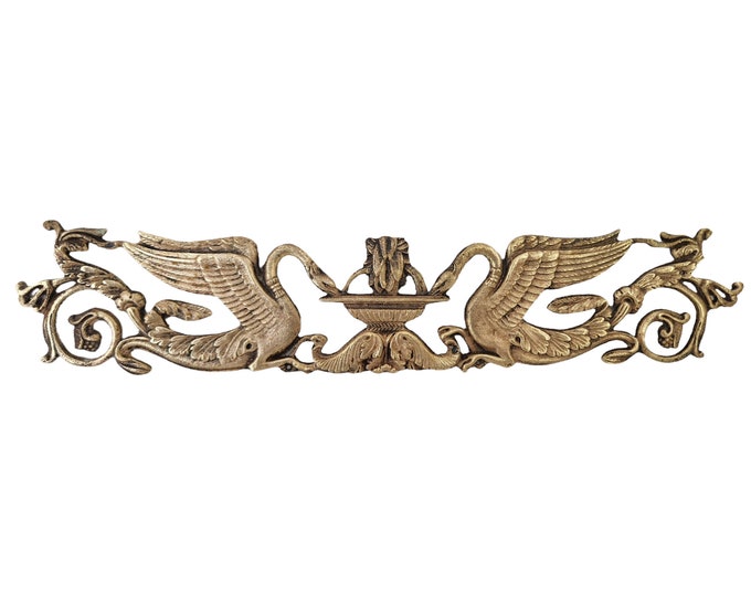 French Bronze Ornament with Swans, Antique Furniture Molding