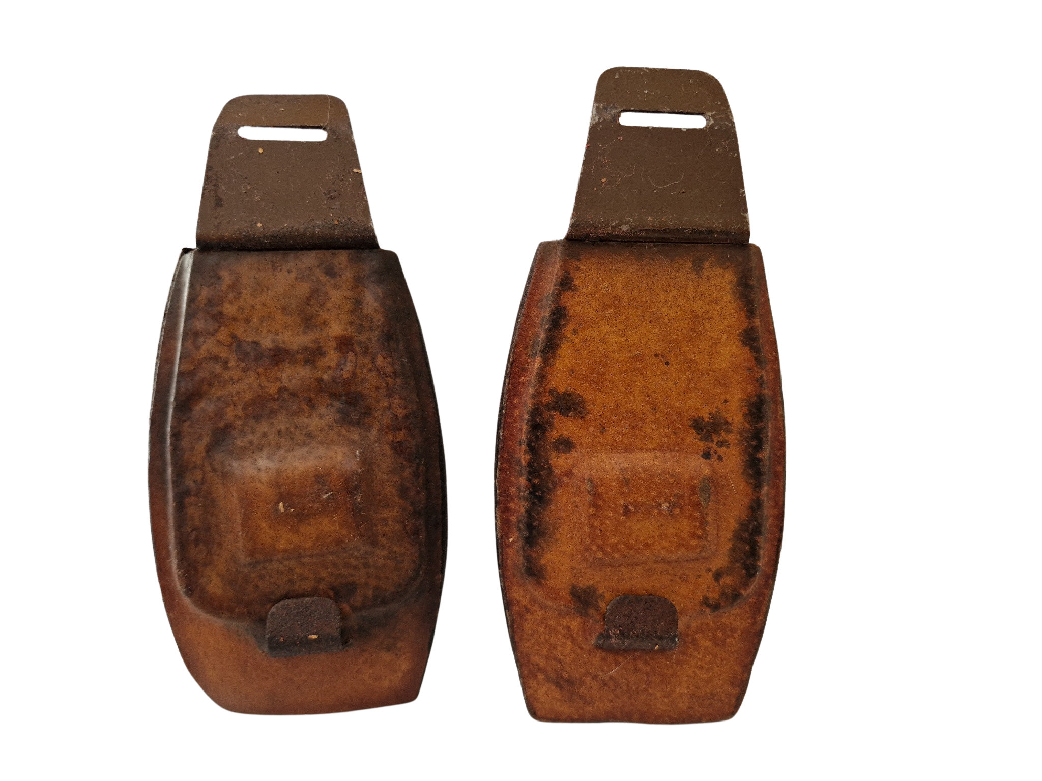 Vintage Leather Rifle Wall Mount Brackets, Pair of Gun Rack Hooks