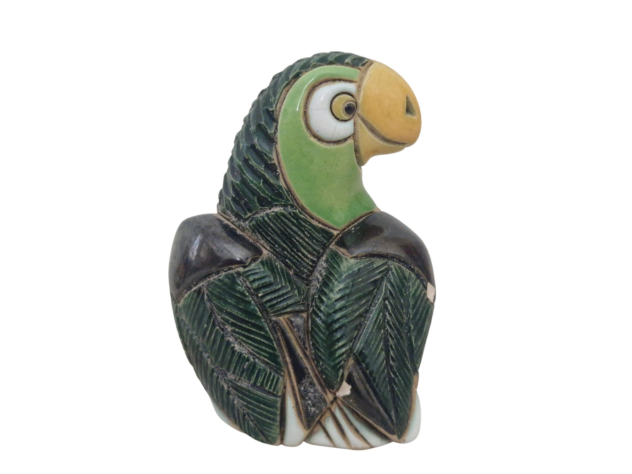 Artesania Rinconada Bird Figurines, Set of 3, Ceramic Miniature Parrots