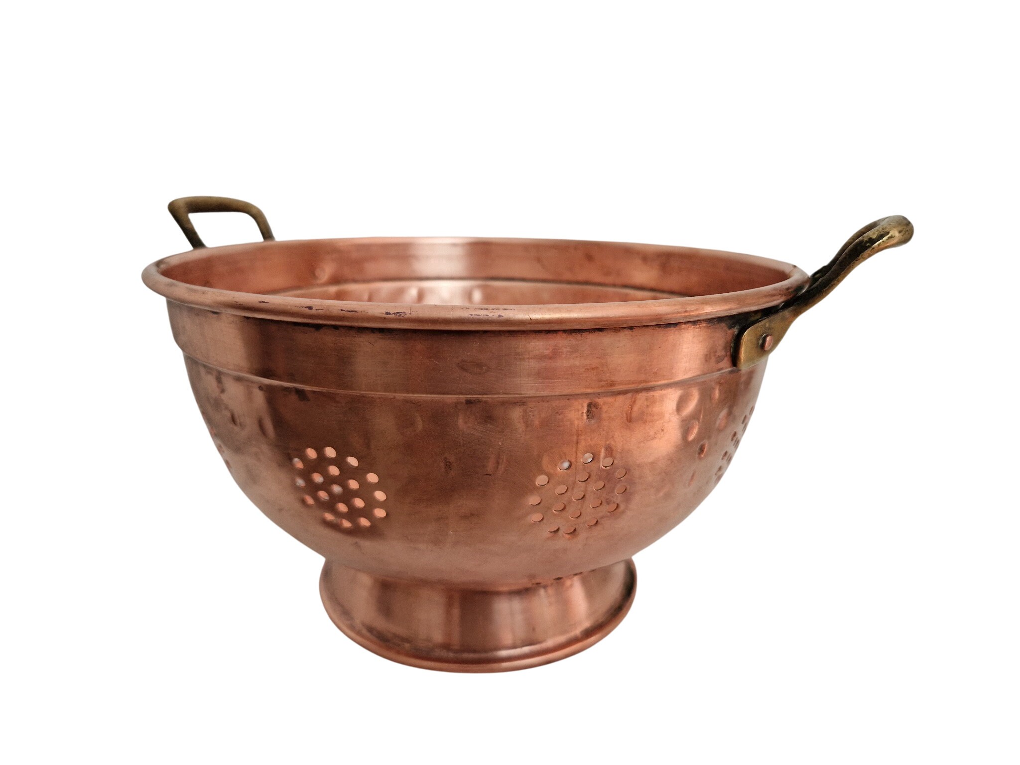 Vintage French Copper Colander, Rustic Kitchen Sieve