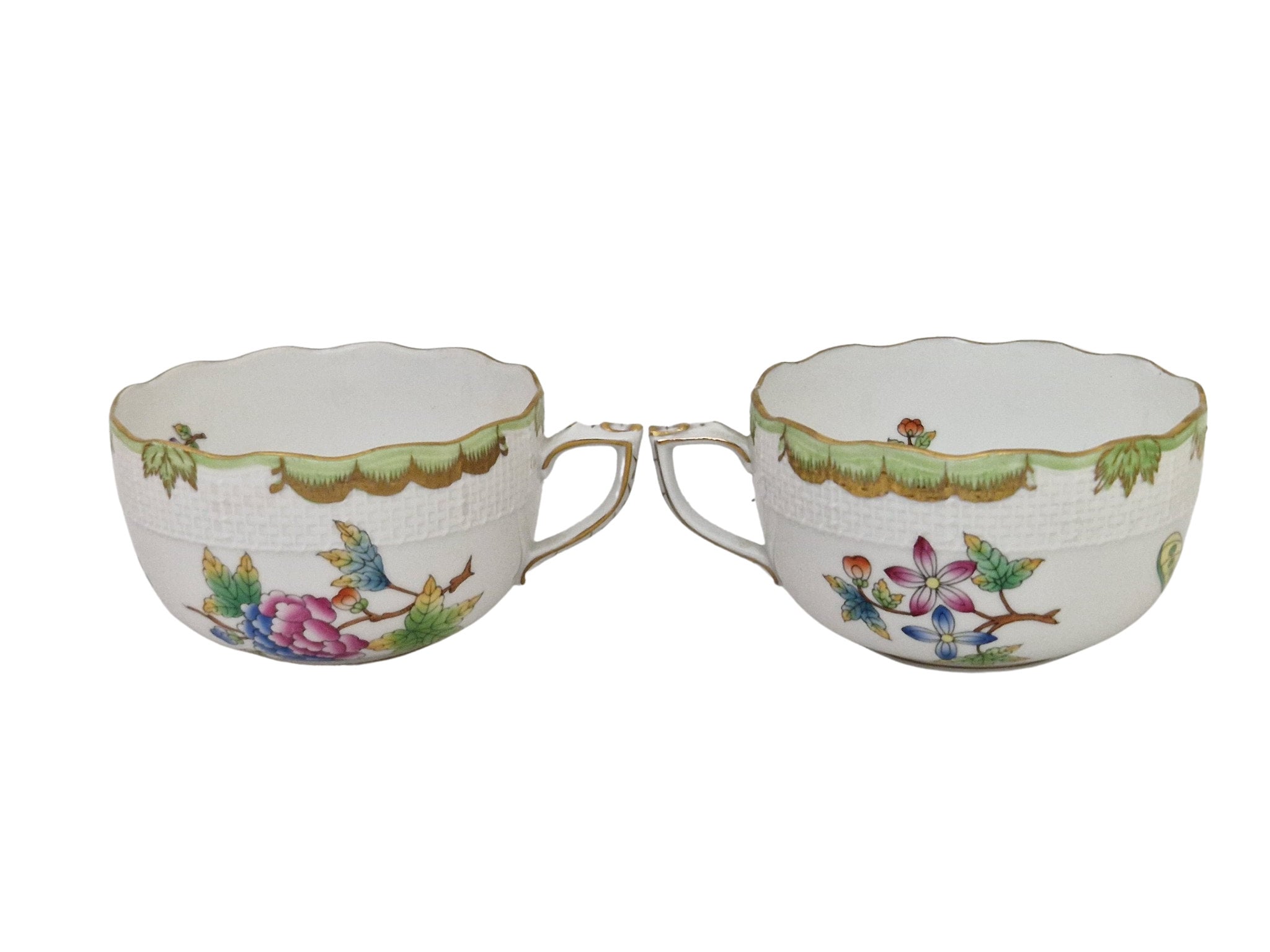 Herend Porcelain Queen Victoria Tea Cup, Set of 2, Hand Painted