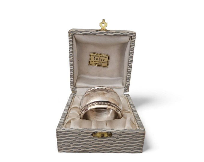 French Silver Plate Napkin Ring, Mid Century Boxed Silverware, Newborn and Christening Gift