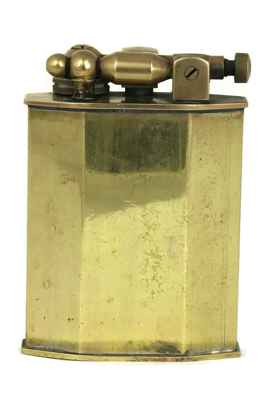 RESERVED.Antique Brass Lighter. Large French Petrol Table Lighter