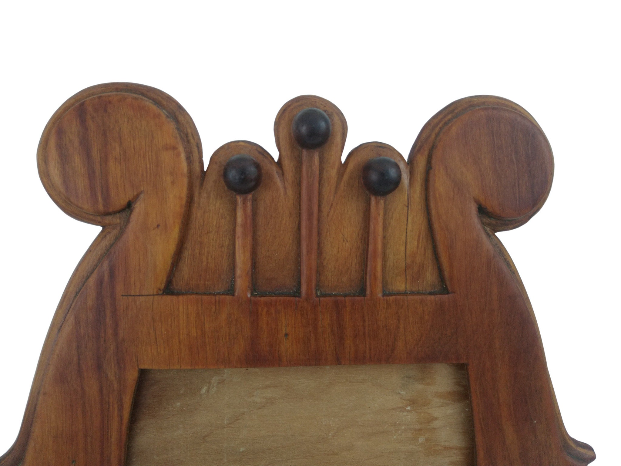 Art Deco Wooden Lyre Harp Photo Frame, Antique French Musical