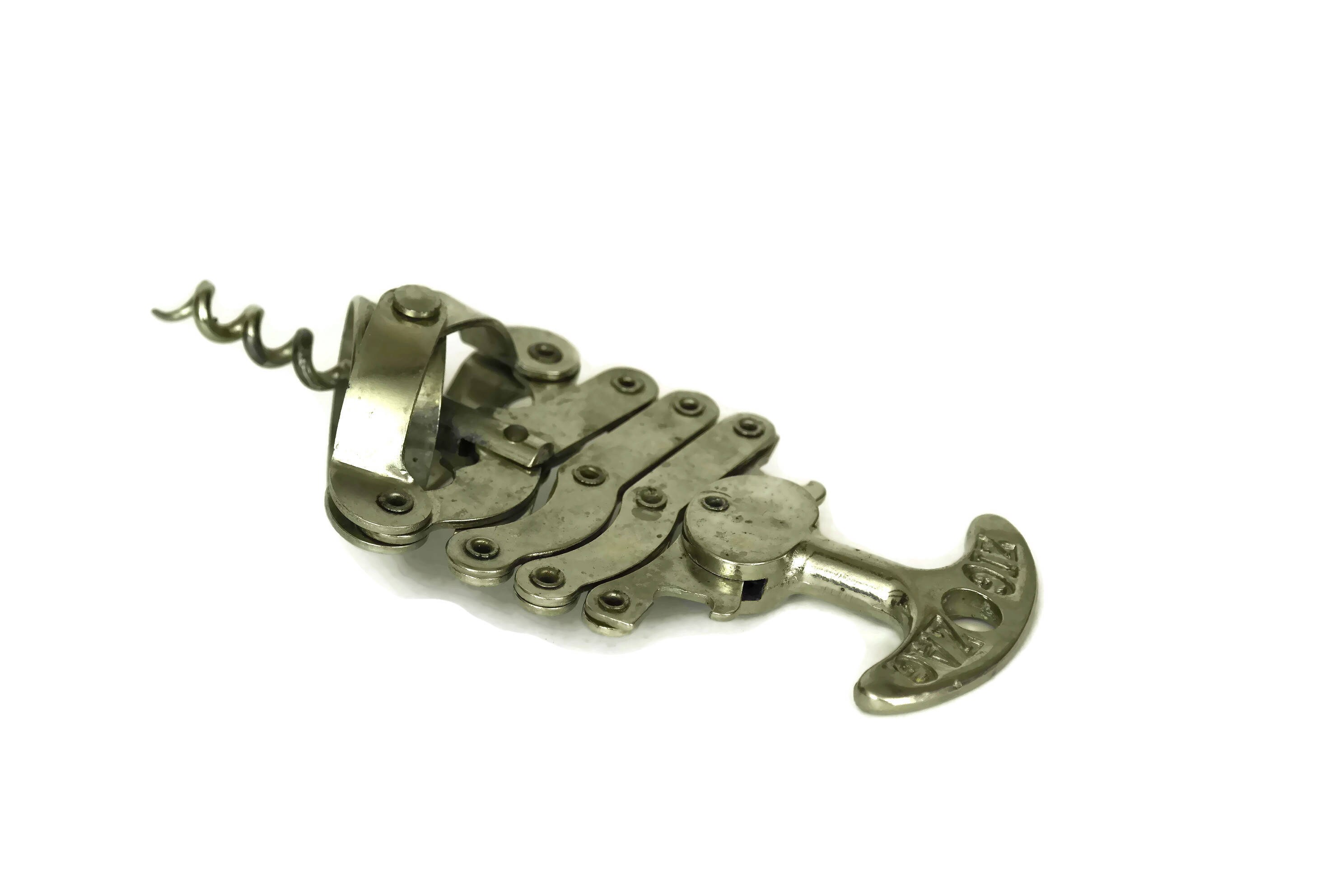 Zig Zag Accordion Corkscrew. French Wine Bottle Opener. Vintage