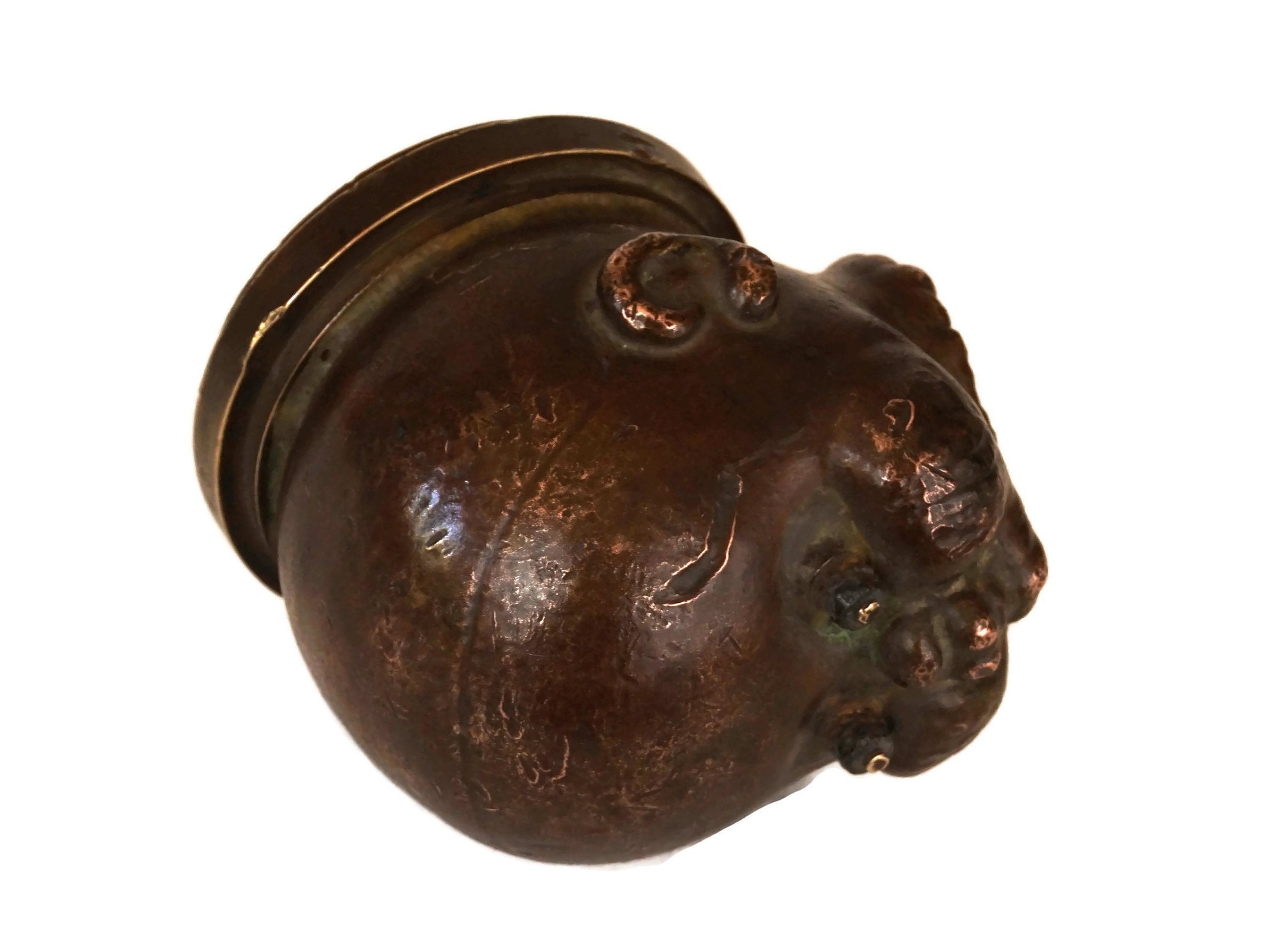 Antique Copper Doll Head Mold, Industrial Decor and Collectible Oddity