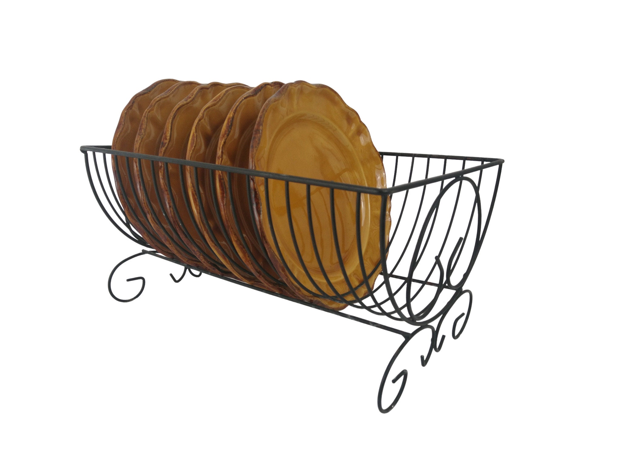 French Wire Dish Drainer, Vintage Plate Draining Rack, Rustic Country