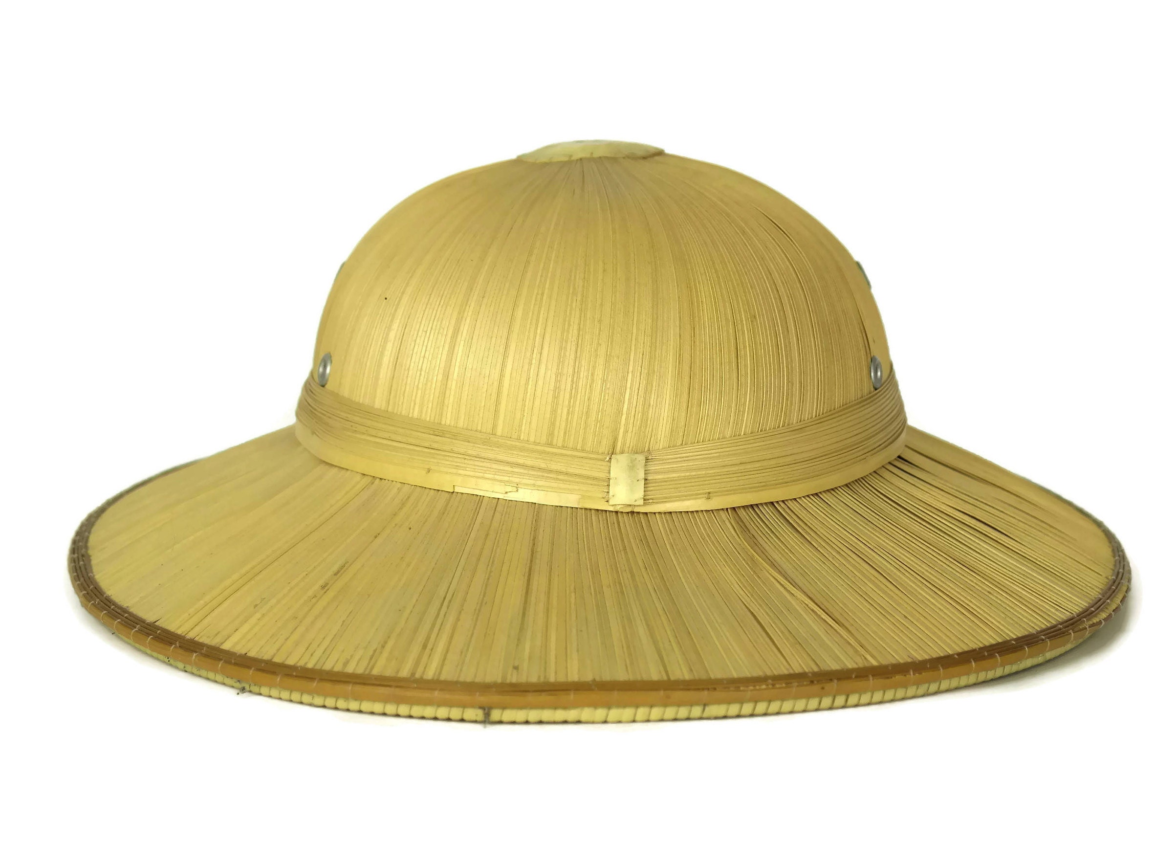 Vintage French Straw Pith Helmet, Safari Hat, Tropical Fashion Sun Hat ...