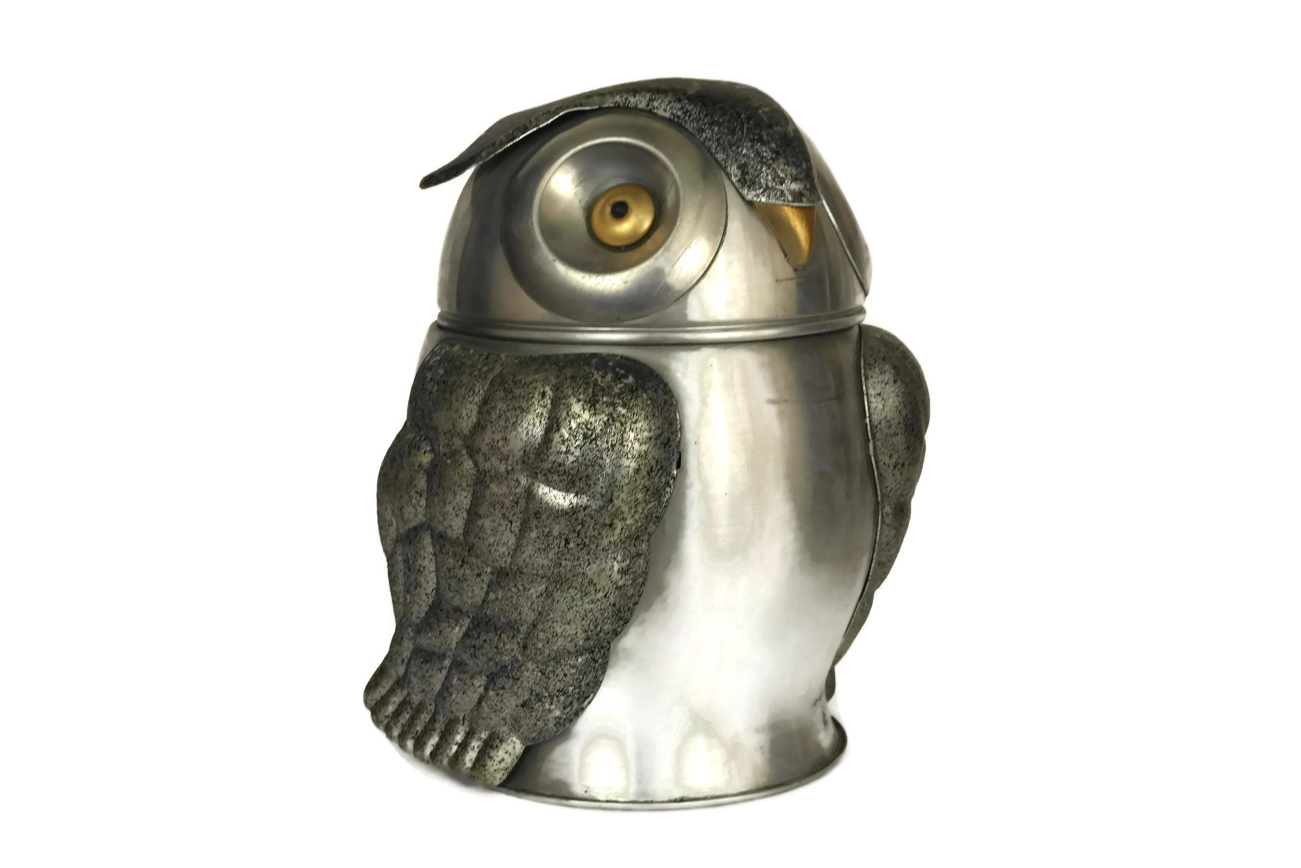 Vintage Owl Ice Bucket Made in Italy. 1970s Home Decor & Barware.