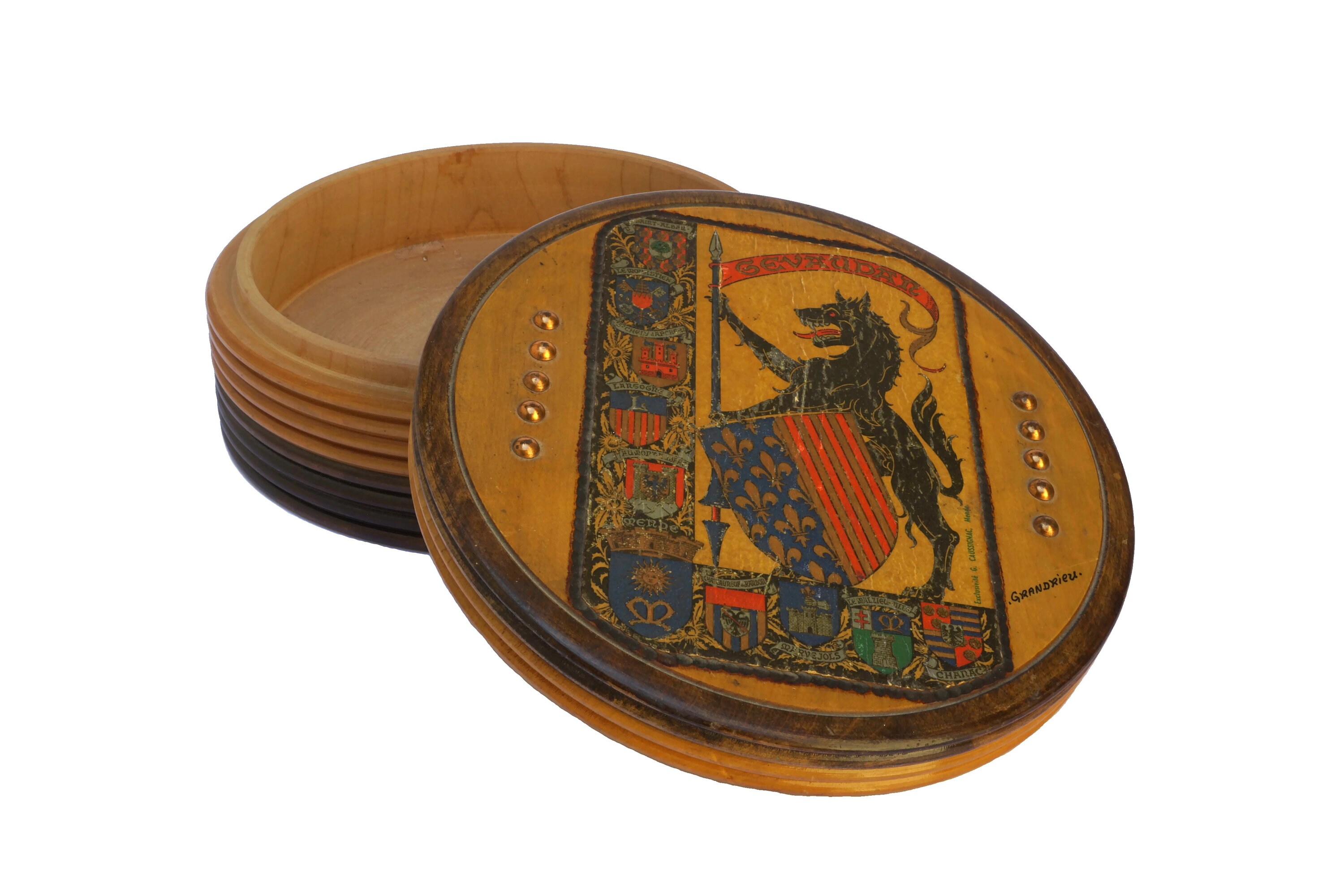 French Heraldic Coat of Arms Box with Beast of Gevaudan, Werewolf Art Print