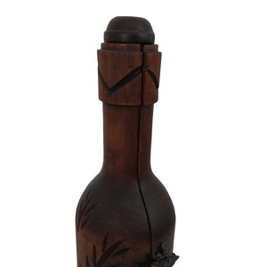 Carved Wood Secret Wine Bottle Box