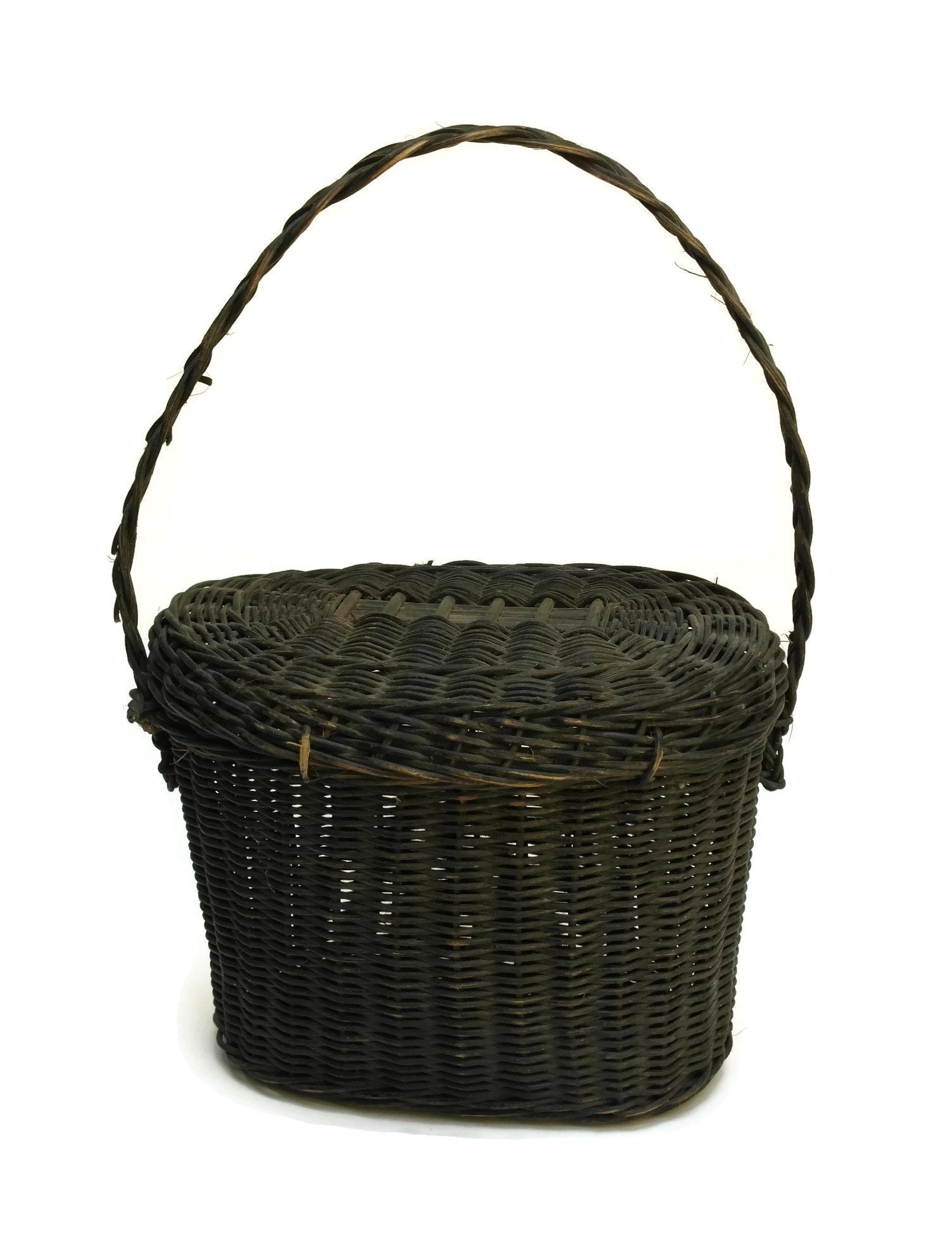 French Antique Basket with Lid.