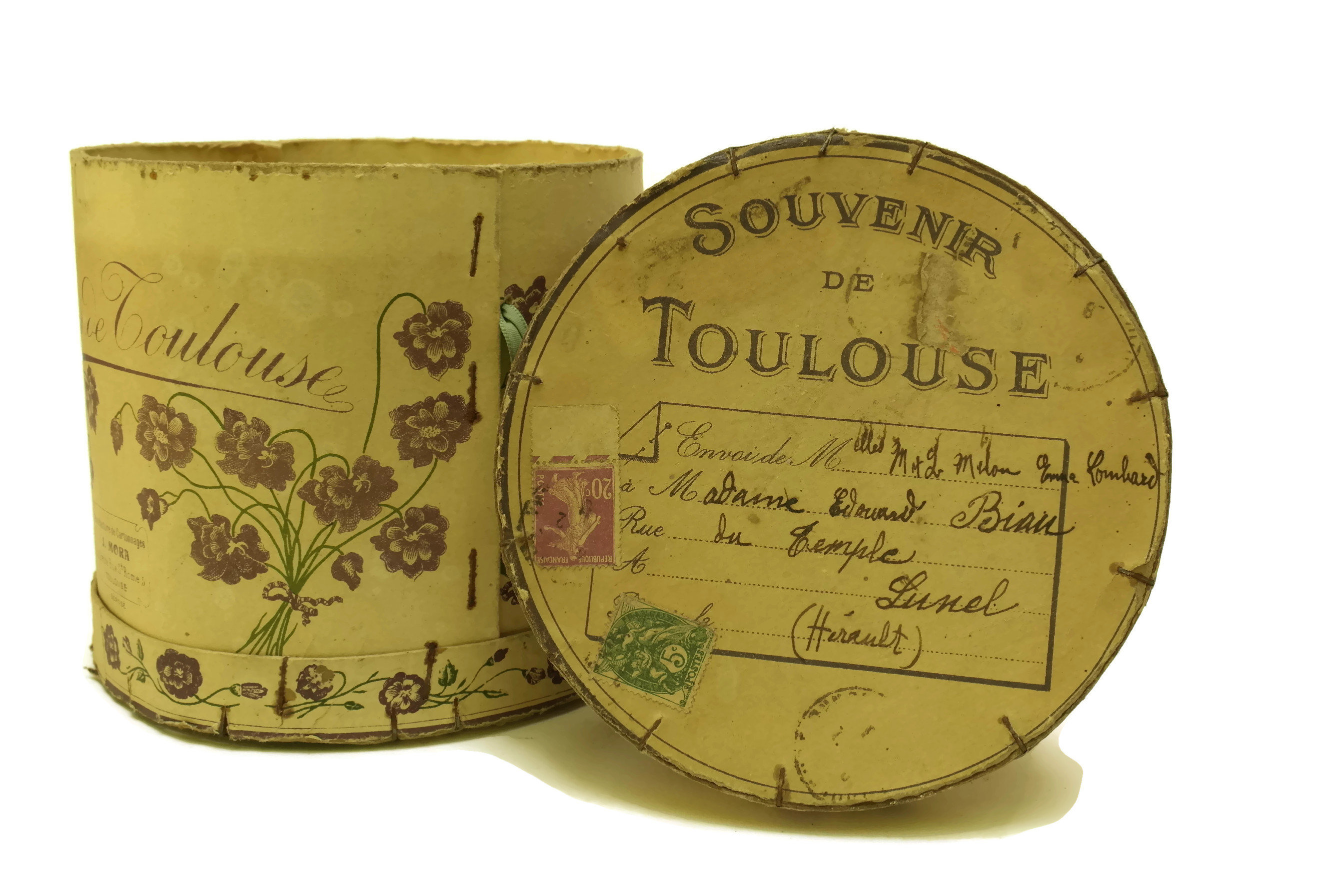 Antique French Candy Box. Violettes de Toulouse Candied Flower Bonbon