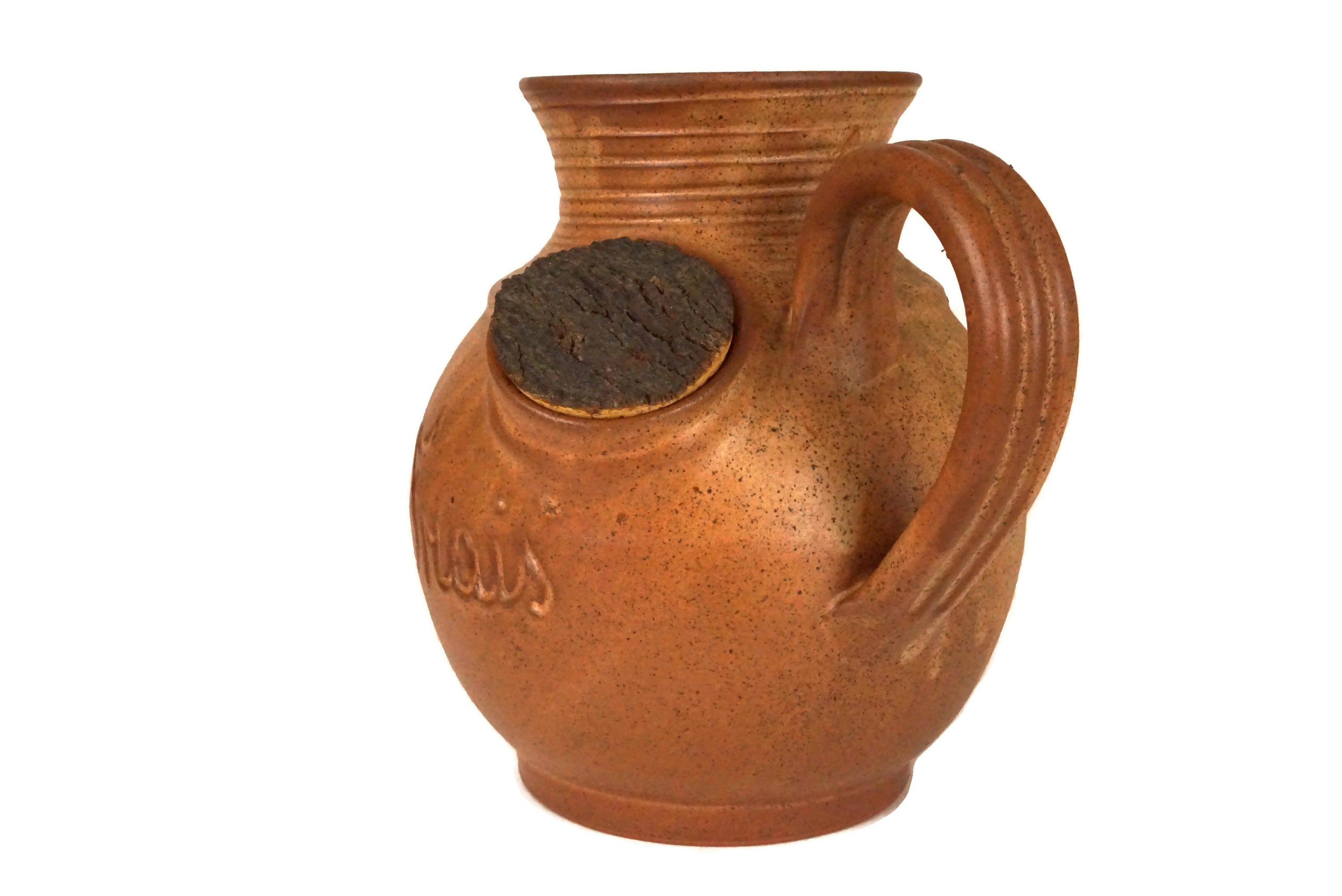 French Pottery Wine Cooler Pitcher, Rustic Provence Table Decor