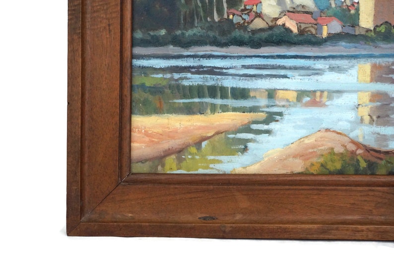 French Original Signed Riverscape Painting