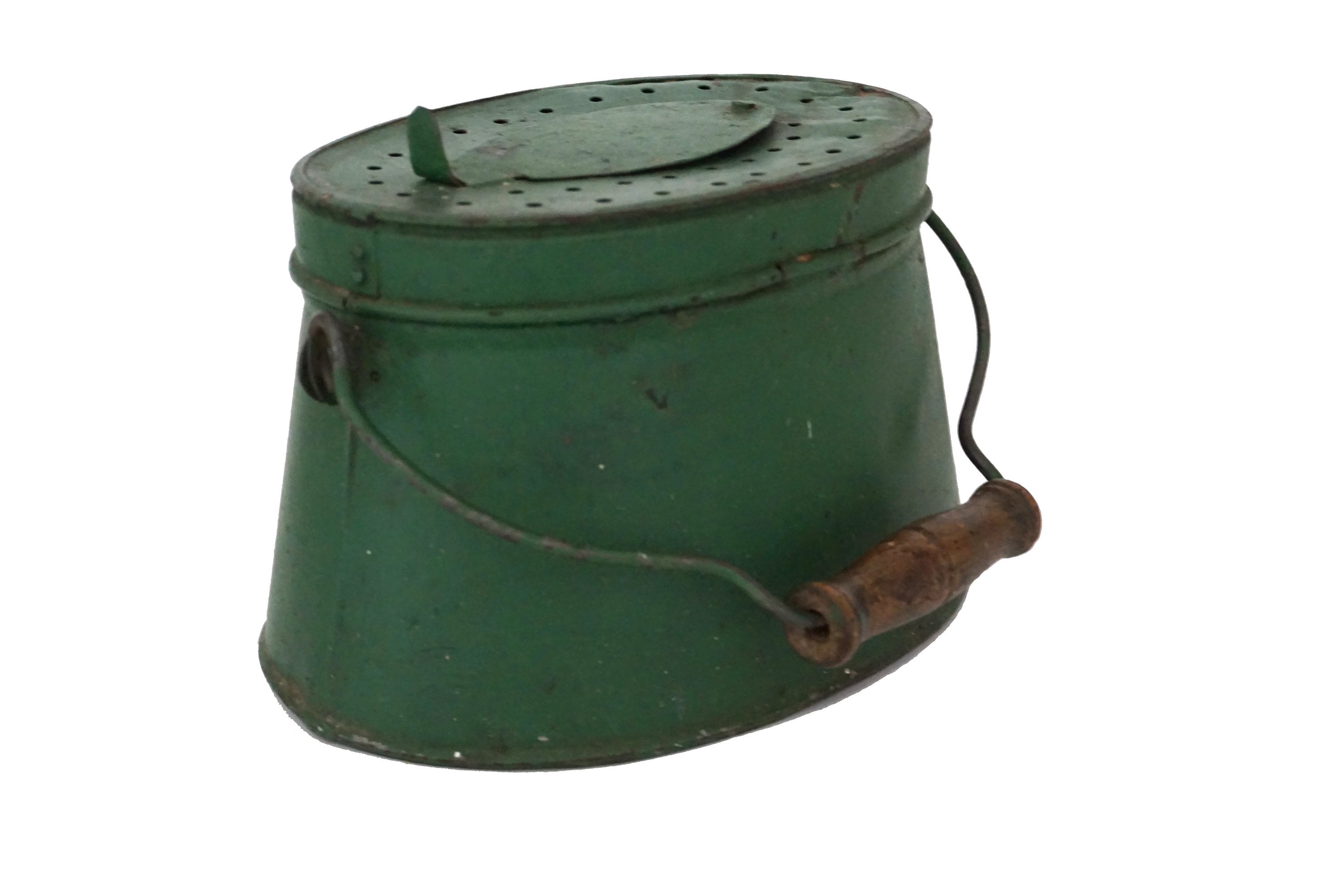 Vintage Green Minnow Bucket - Rare Antique 1930's