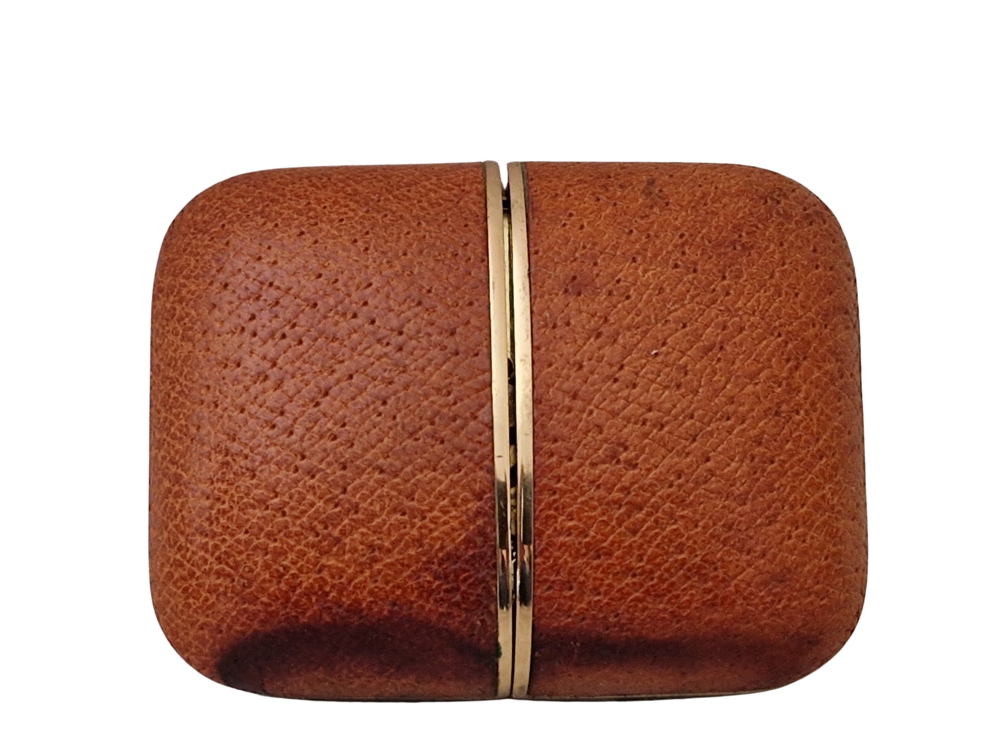 Lancel 7 jewels Travel Alarm Clock with Leather and Brass Sliding Case