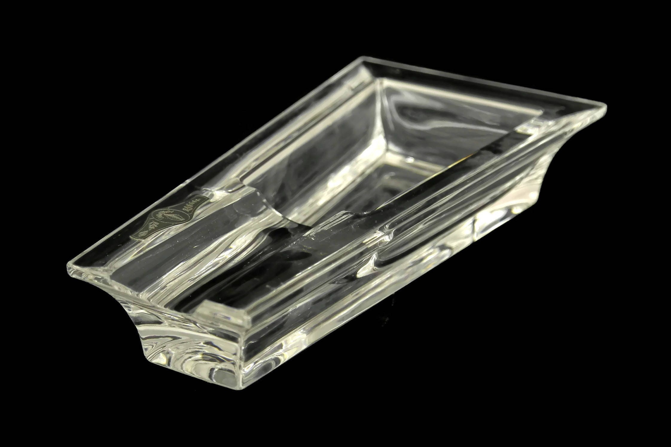 Saint Hilaire Silver and Crystal Cigar Ashtray. Vintage French Cigar