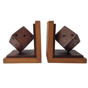 A Pair of Art Deco Wooden Dice Bookends