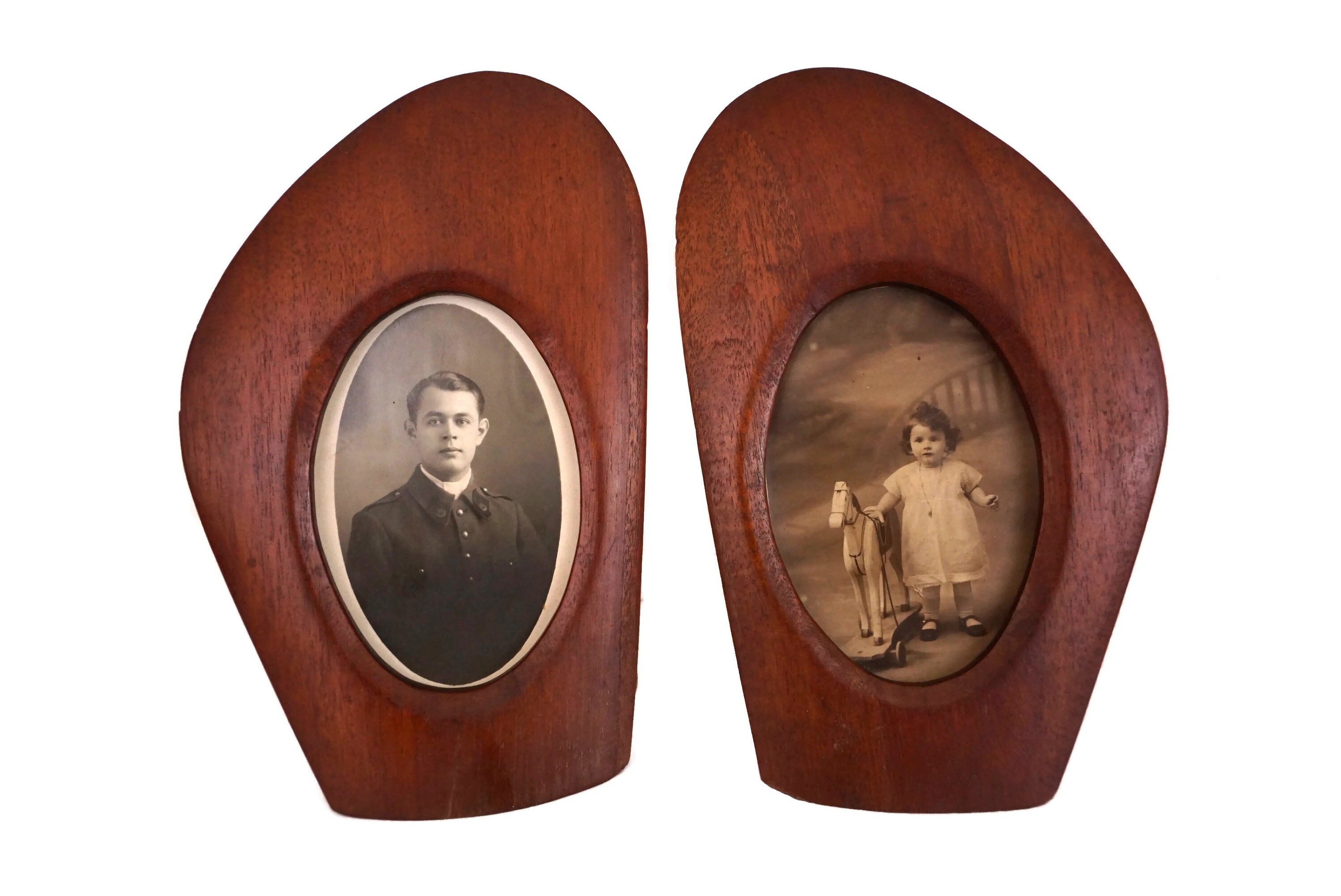 Art Deco Wooden Photo Frame, Set of Two, Antique French Table Top