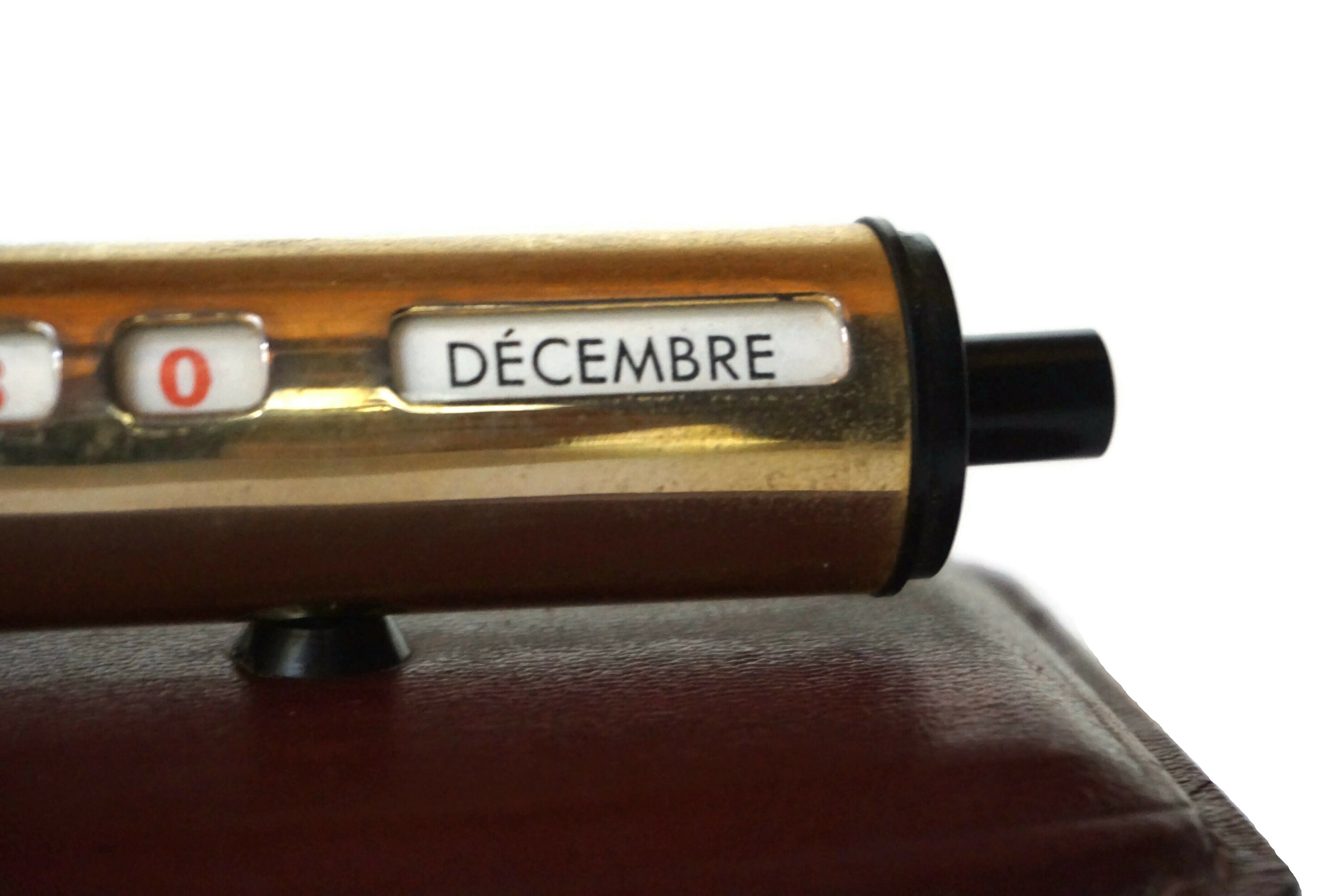 Art Deco Perpetual Desk Calendar with Leather Base, French Office Accessory and Decor