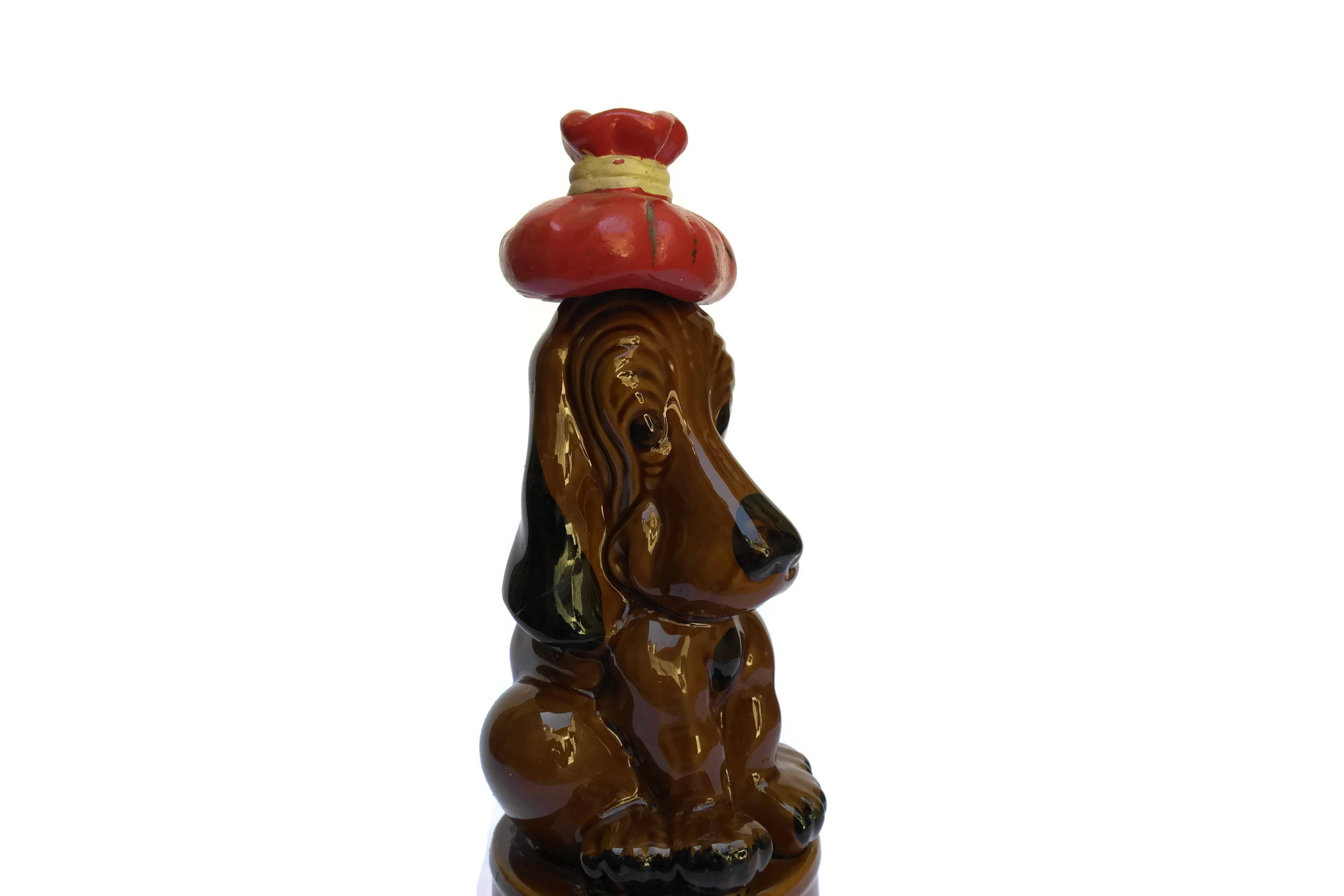 French Vintage Ceramic Dog Decanter Bottle. Spaniel Figurine Liquor Bottle.
