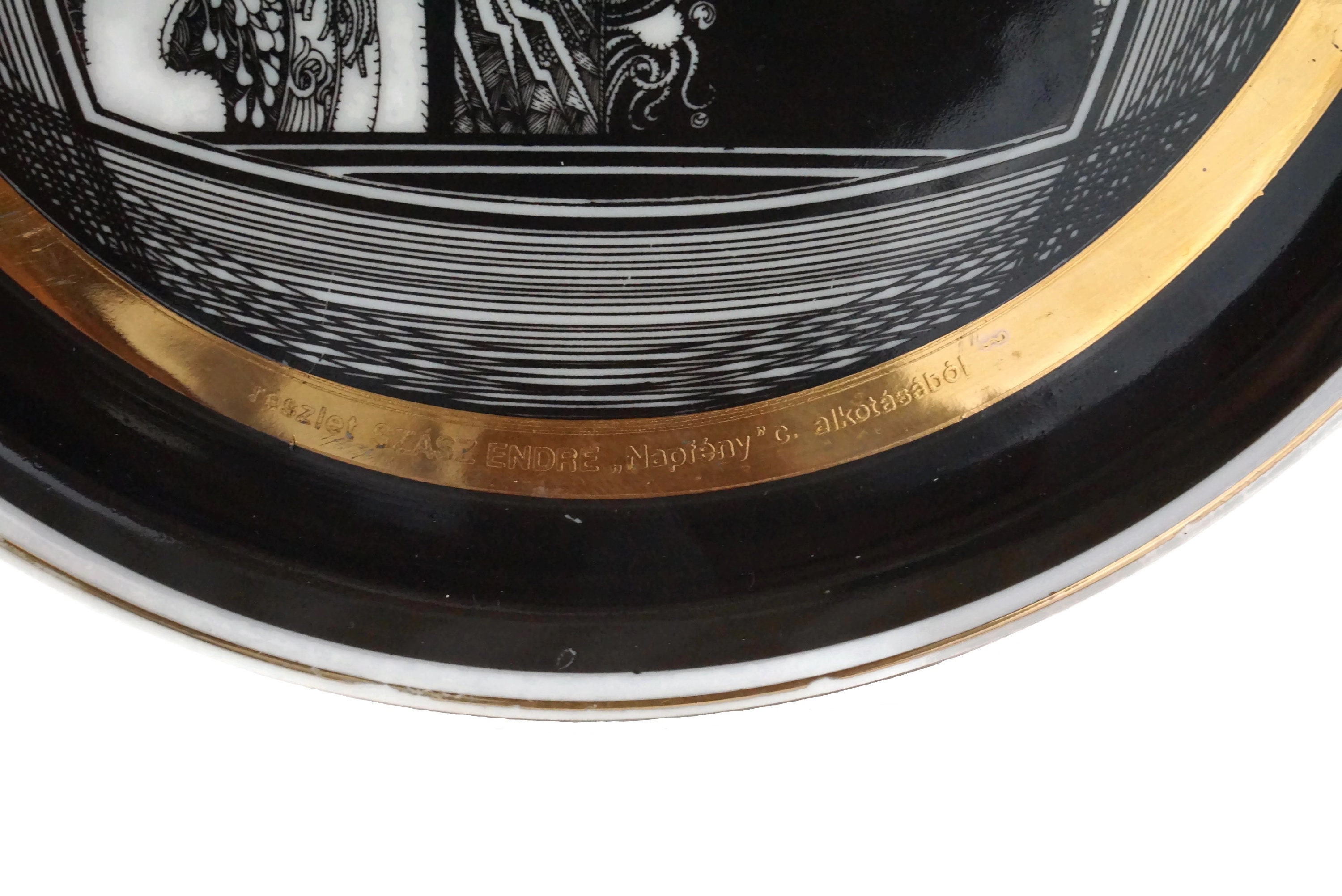 Vintage Endre Szász Decorative Plate, Hungarian Hollohaza porcelain