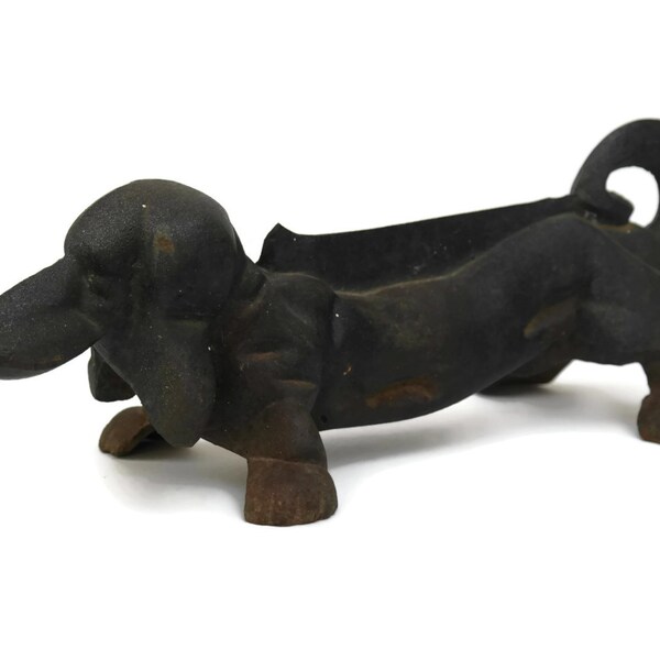 Weiner Dog Doorstop and Boot Scraper. Vintage Dachsund Figure Cast Iron Door Stop.