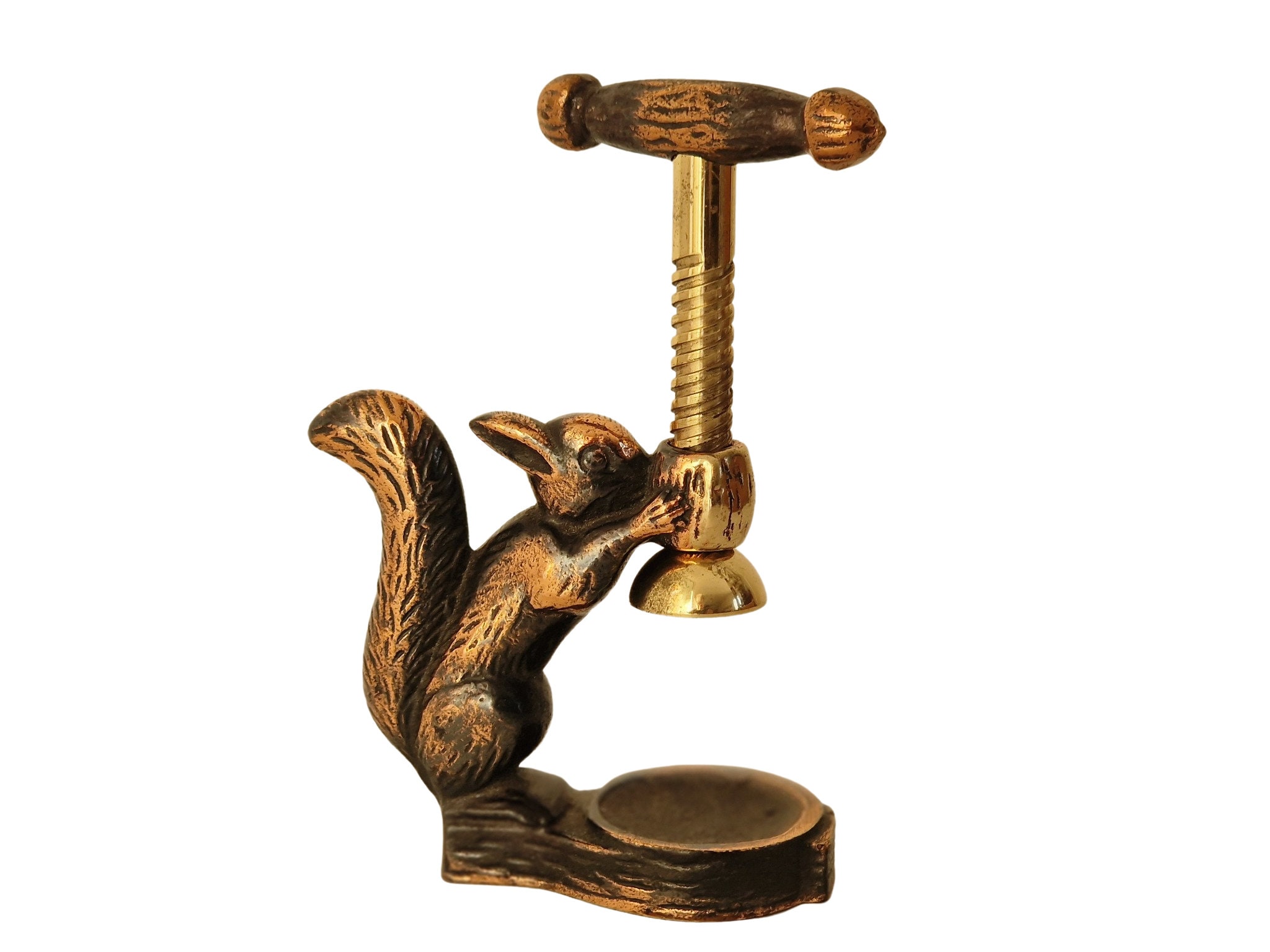 RESERVE pour K. Vintage German Brass Squirrel Nutcracker