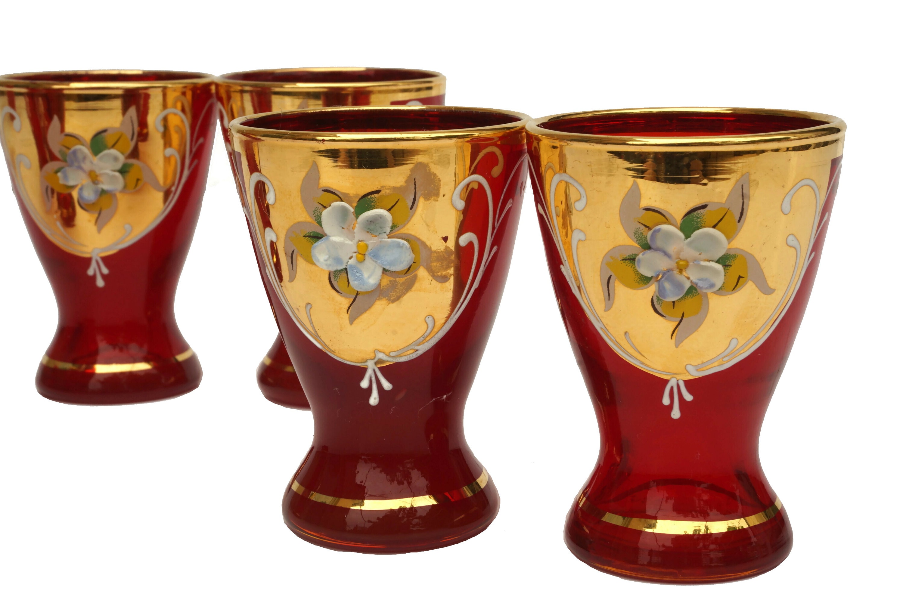 Vintage Murano Shot Glass Set of 6, Italian Bar Decor