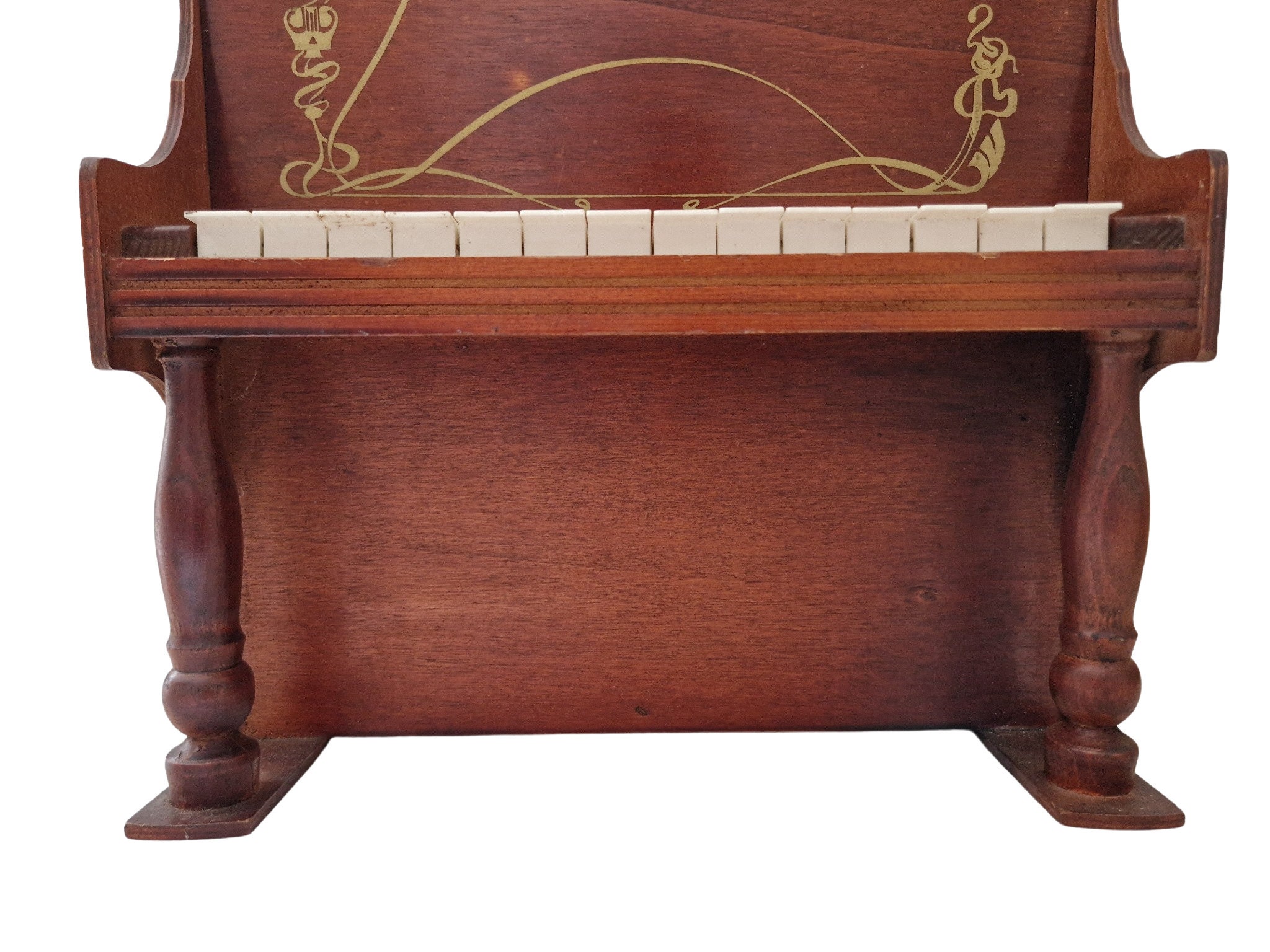 French Wooden Toy Piano by Odeon, Miniature Upright Keyboard