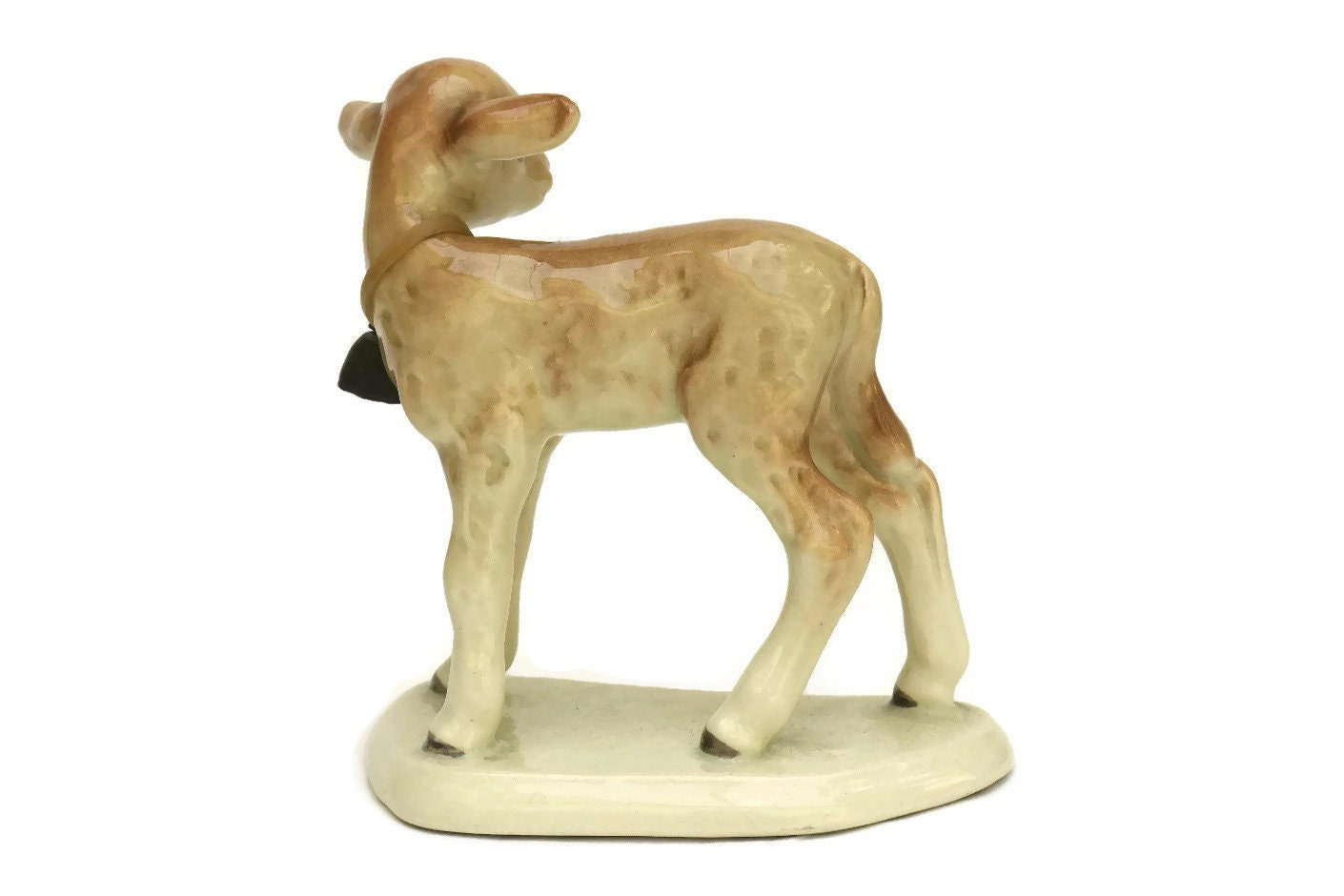 Vintage French Easter Lamb Figurine, Pottery Animal Art Figure
