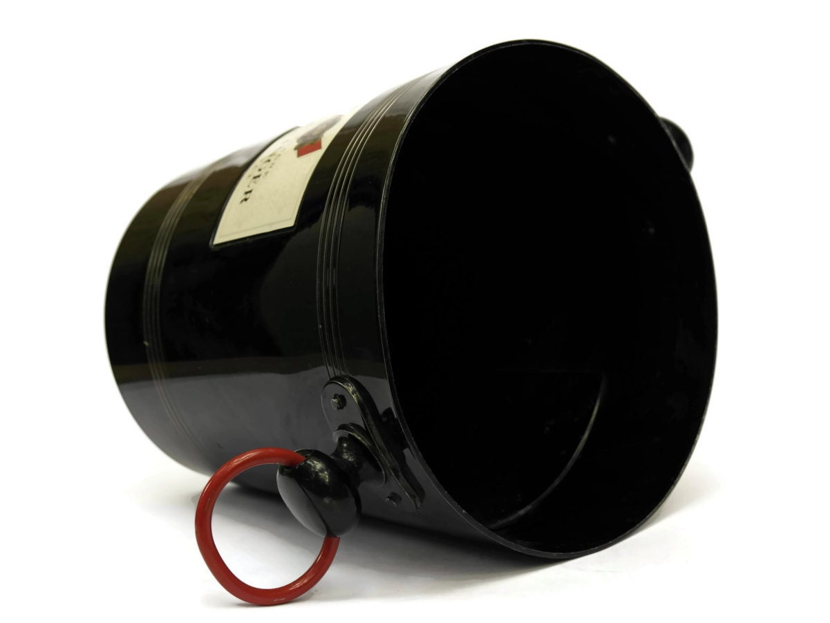 Black Champagne Bucket. Vintage French Bollinger Champagne Cooler