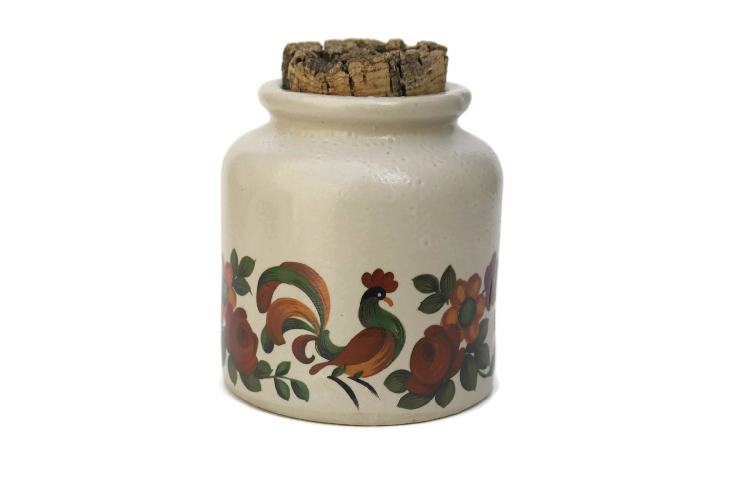 French Pickle Jar with Cork Lid. Rustic French Kitchen Canister
