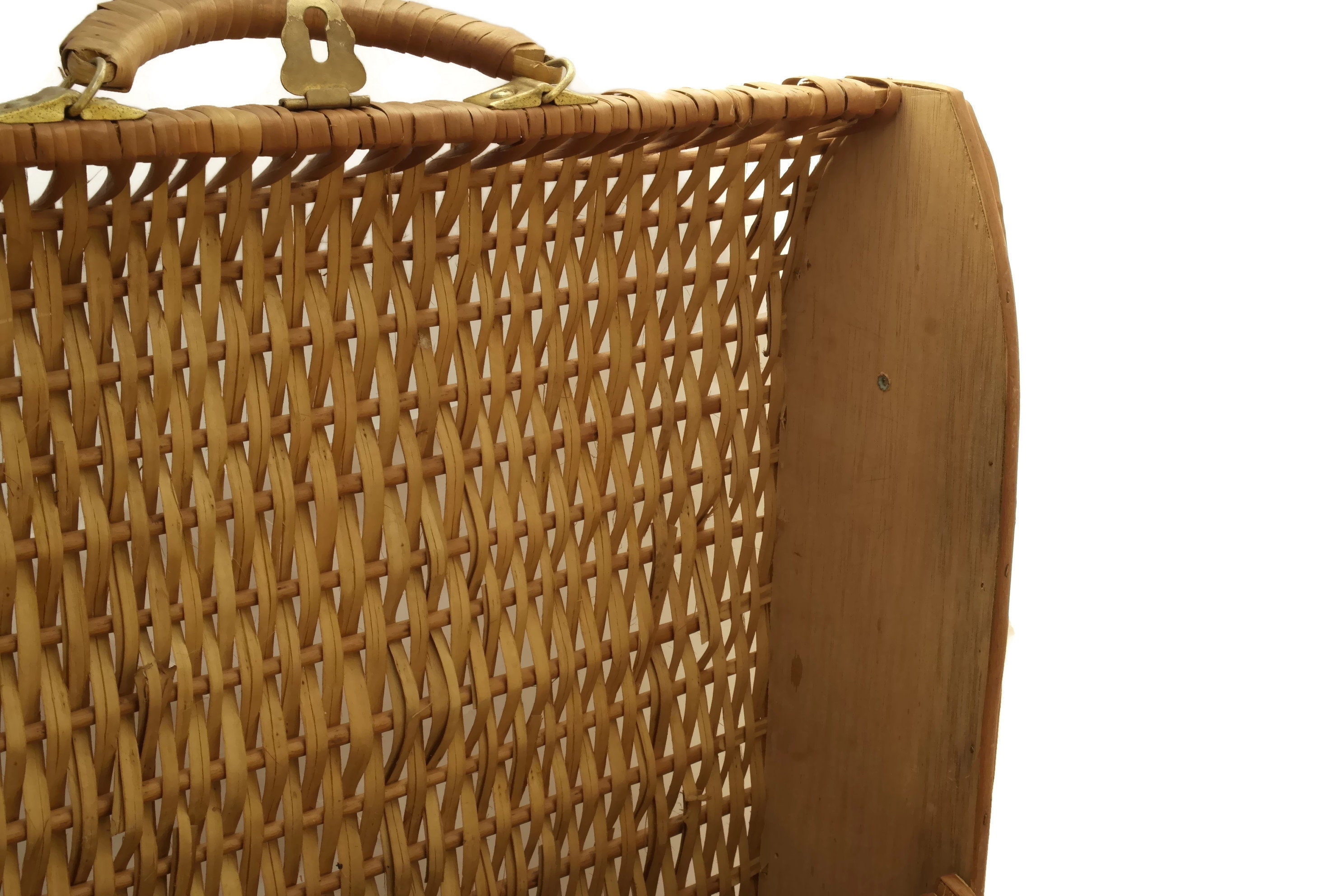 Vintage French Wine Carrier Basket with Advertising for Fauchon, Paris