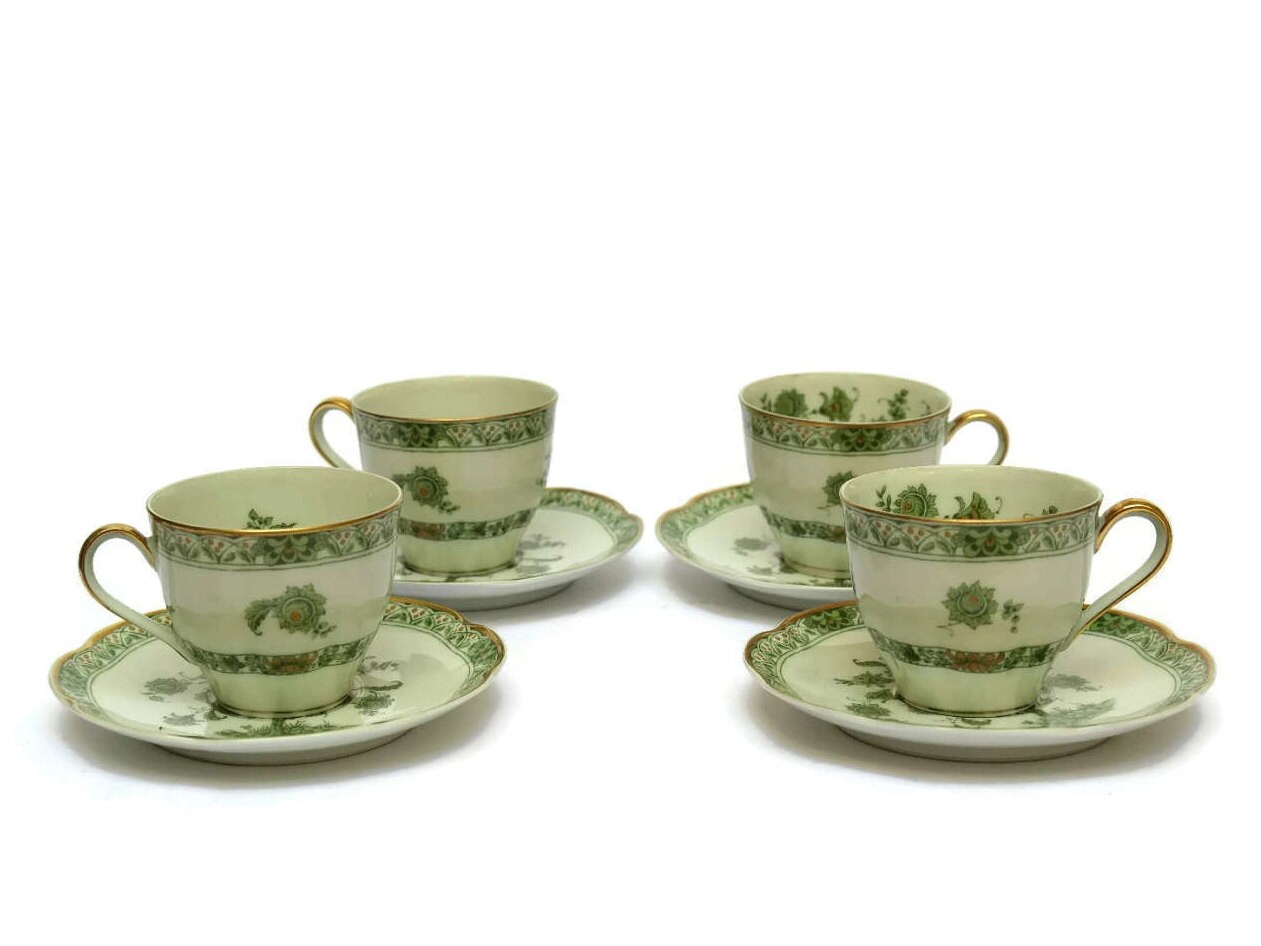 Haviland Limoges Porcelain French Demitasse Cups and Saucers in