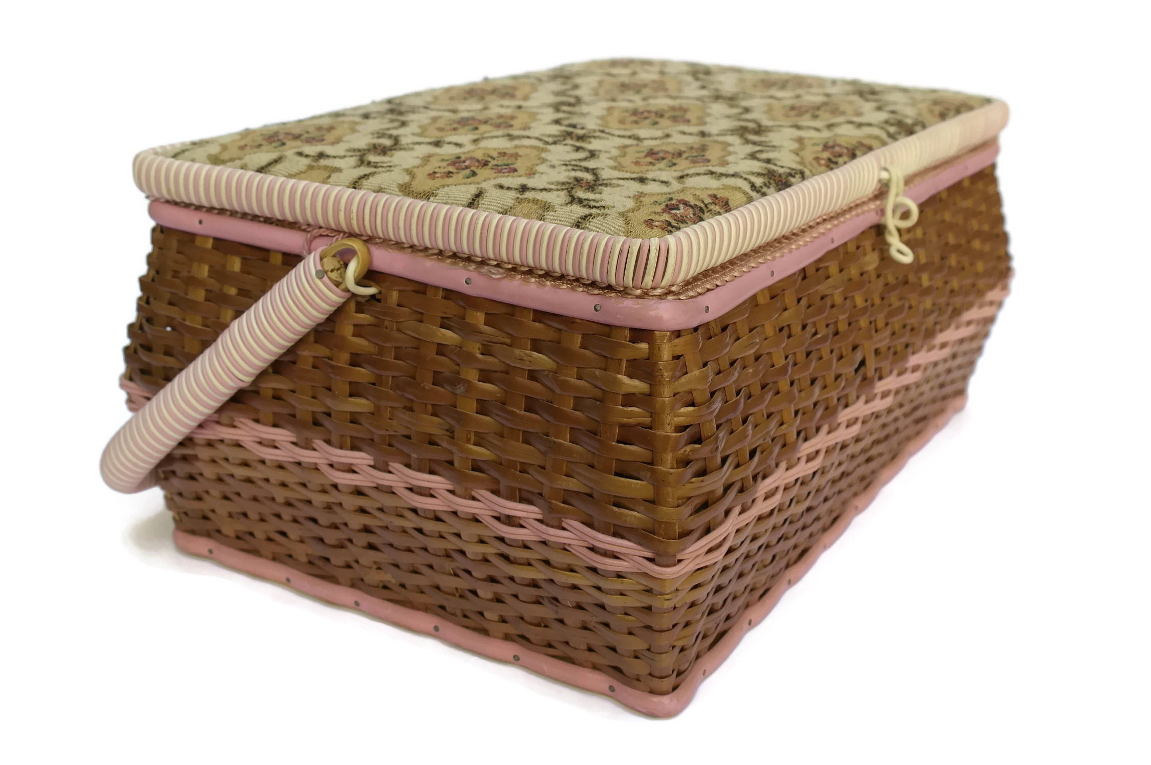 Mid Century Woven Sewing Box.