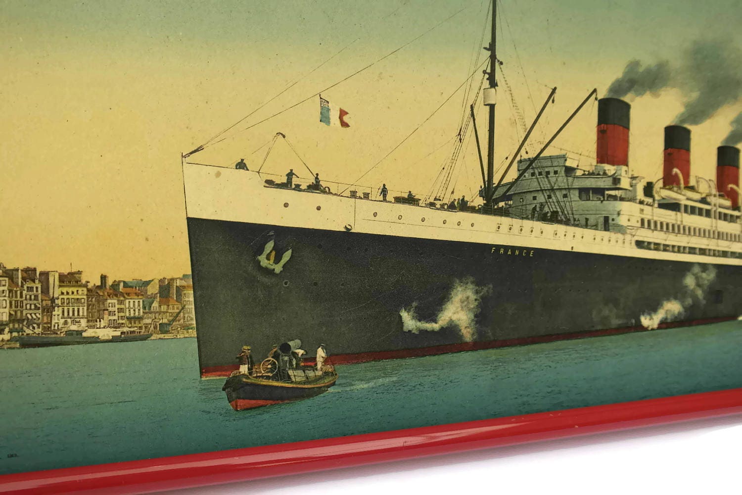 Antique Ship Art Print of Transatlantic Ocean Liner France, Nautical Decor